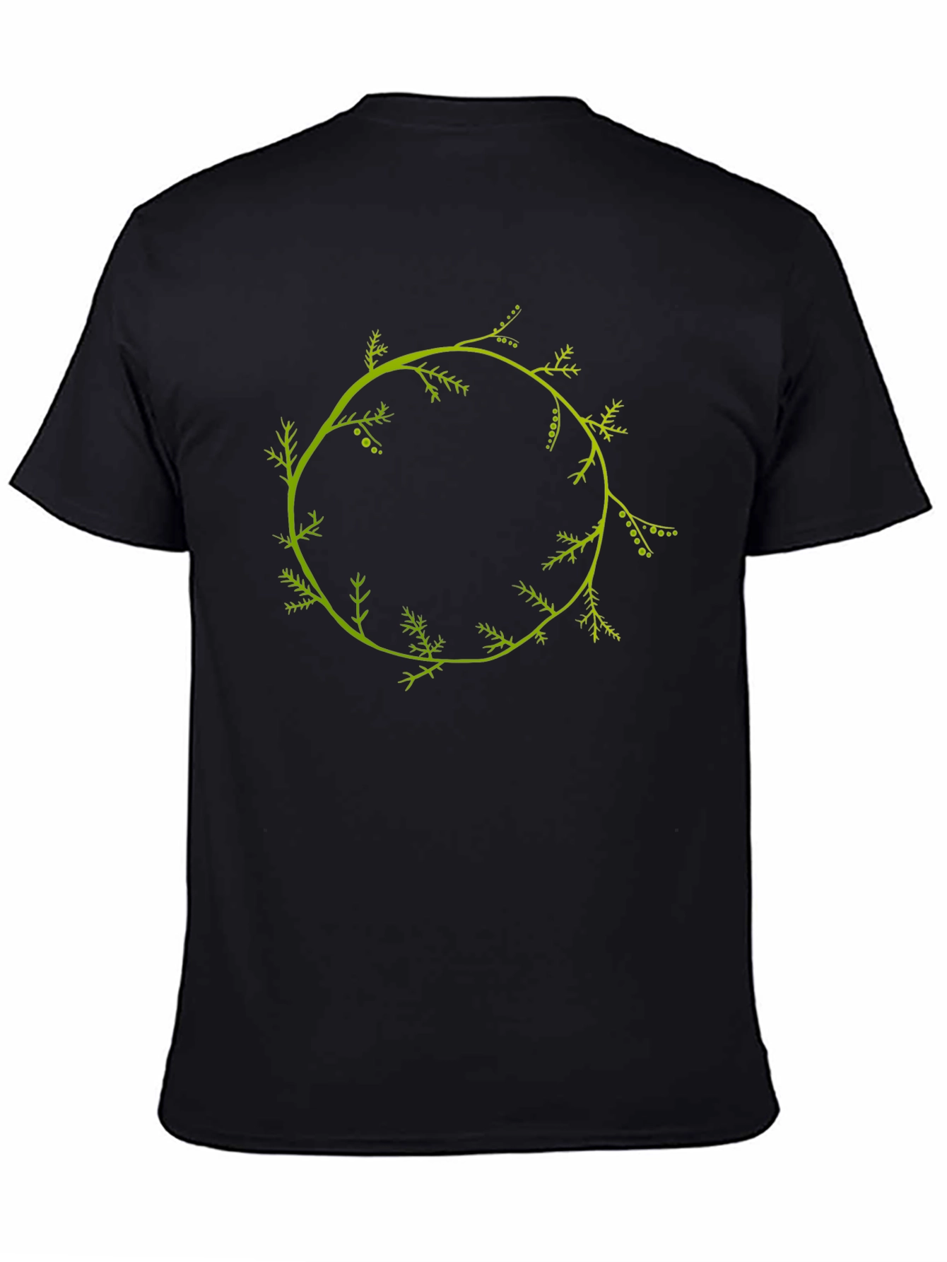 Nature Wreath Graphic Tee - Stylish Black Cotton T-Shirt