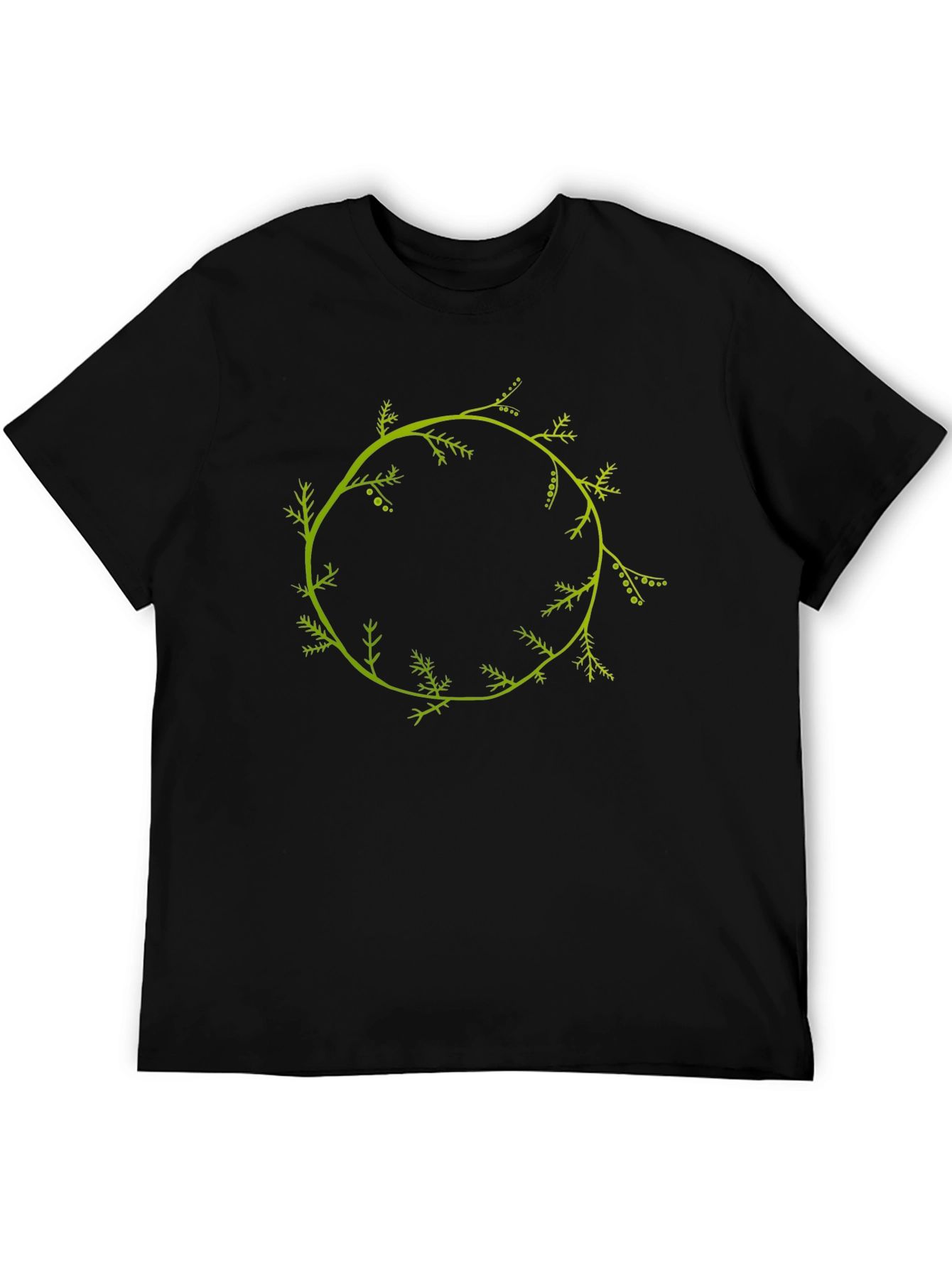 Nature Wreath Graphic Tee - Stylish Black Cotton T-Shirt