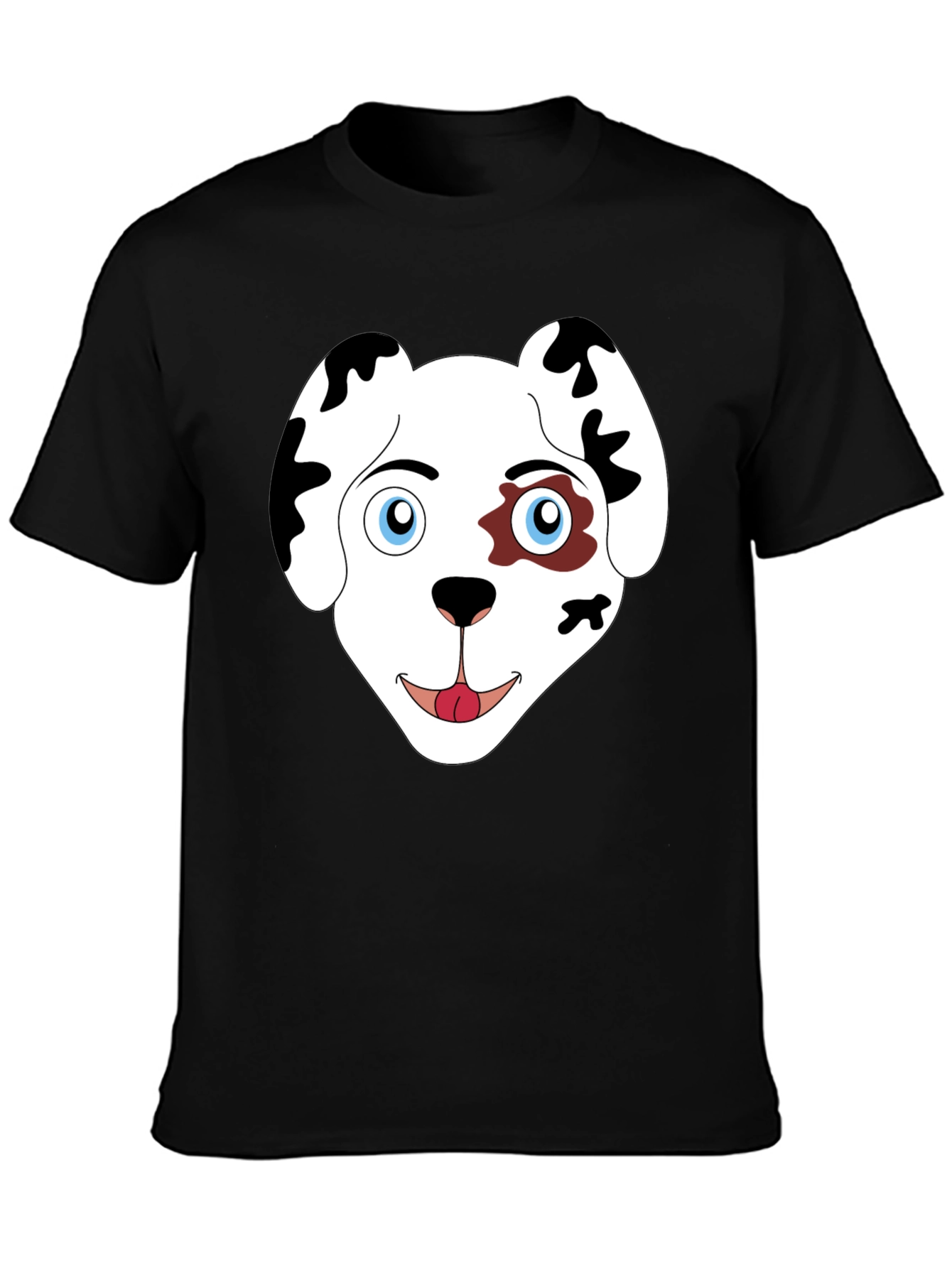 Dog Face Graphic Print Black T-Shirt