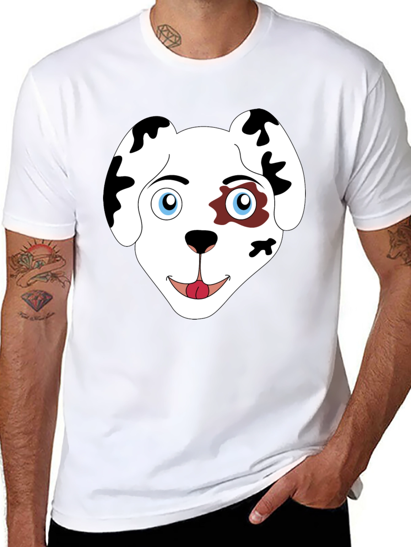 Dog Face Graphic Print Black T-Shirt