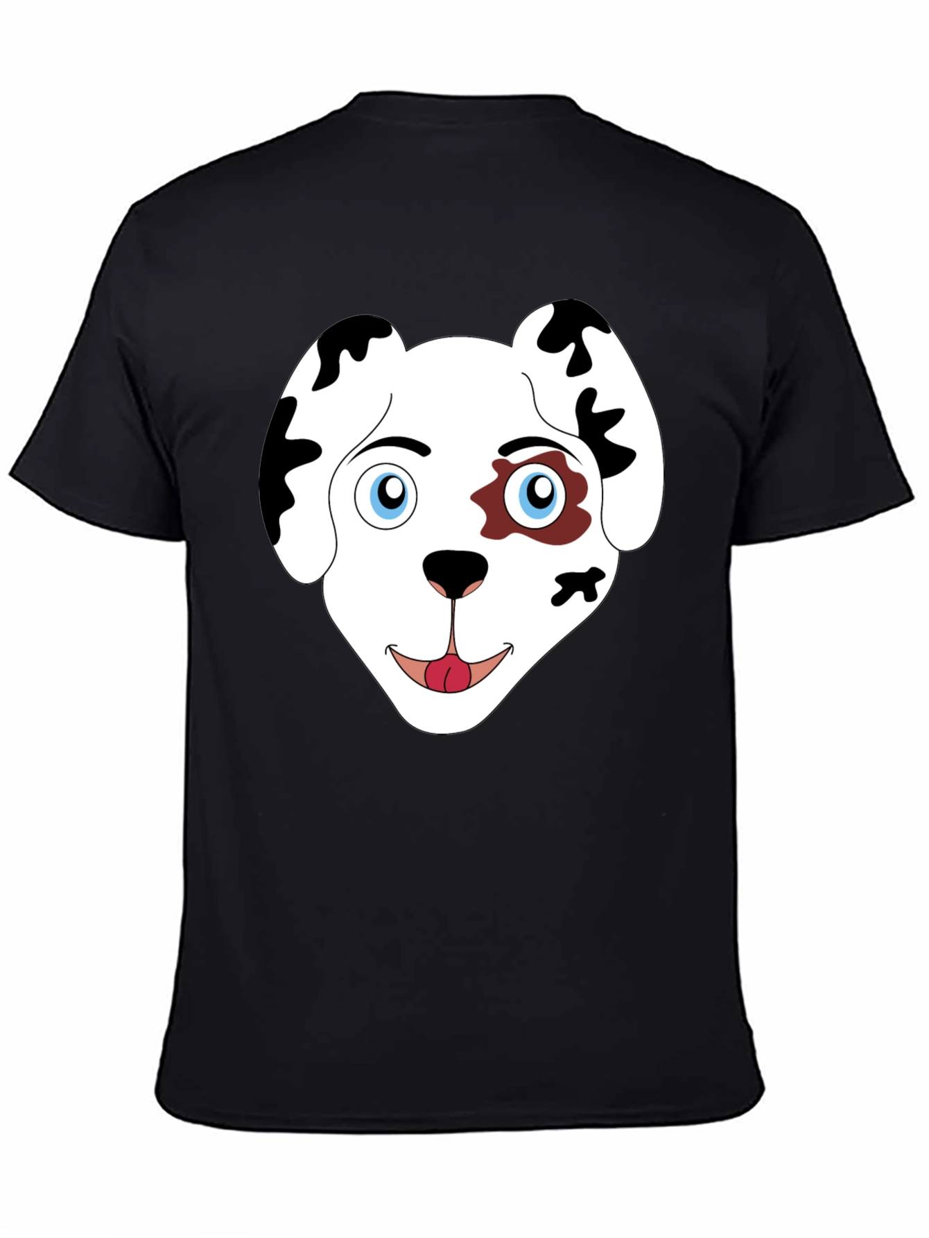 Dog Face Graphic Print Black T-Shirt