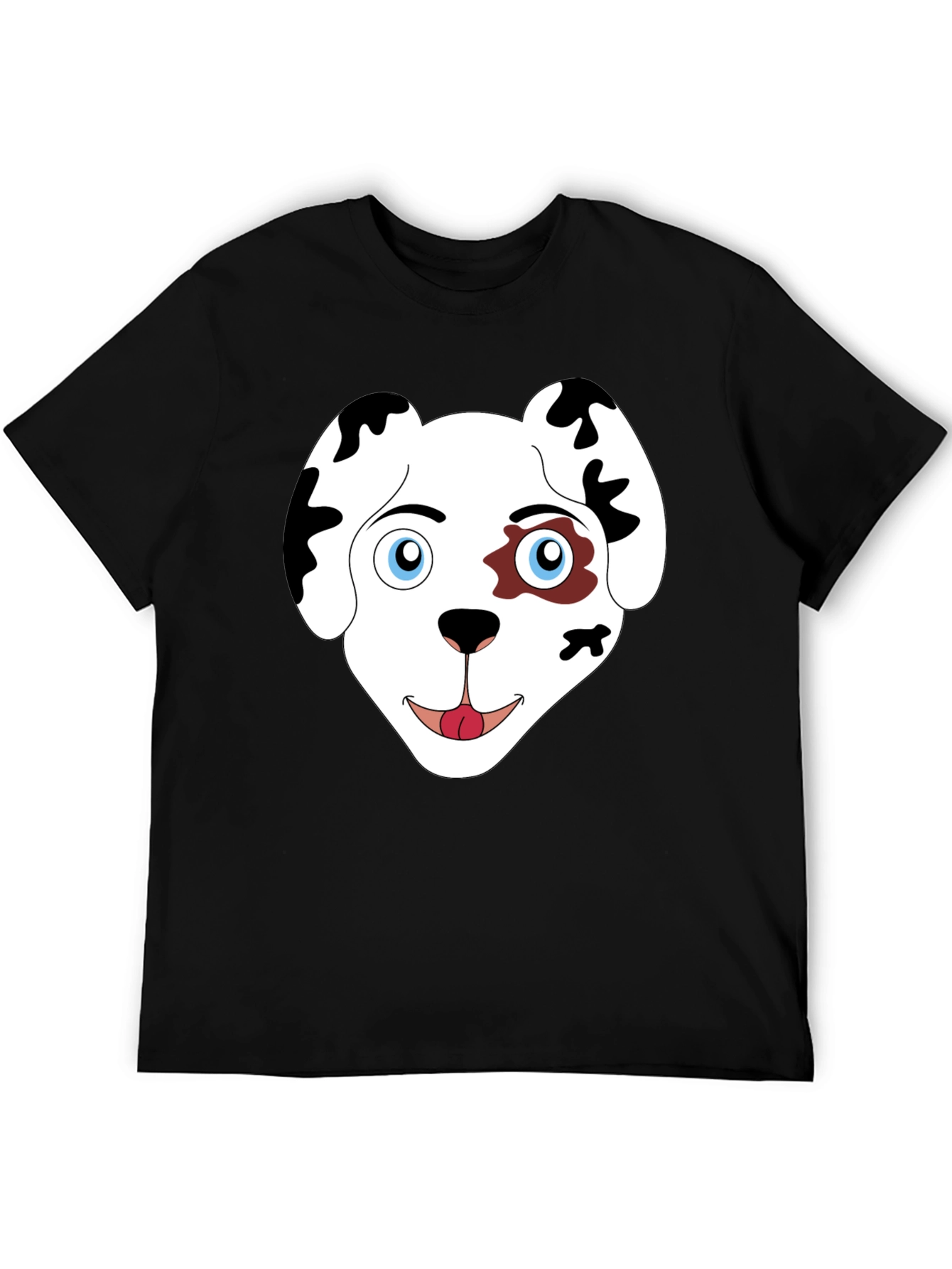 Dog Face Graphic Print Black T-Shirt