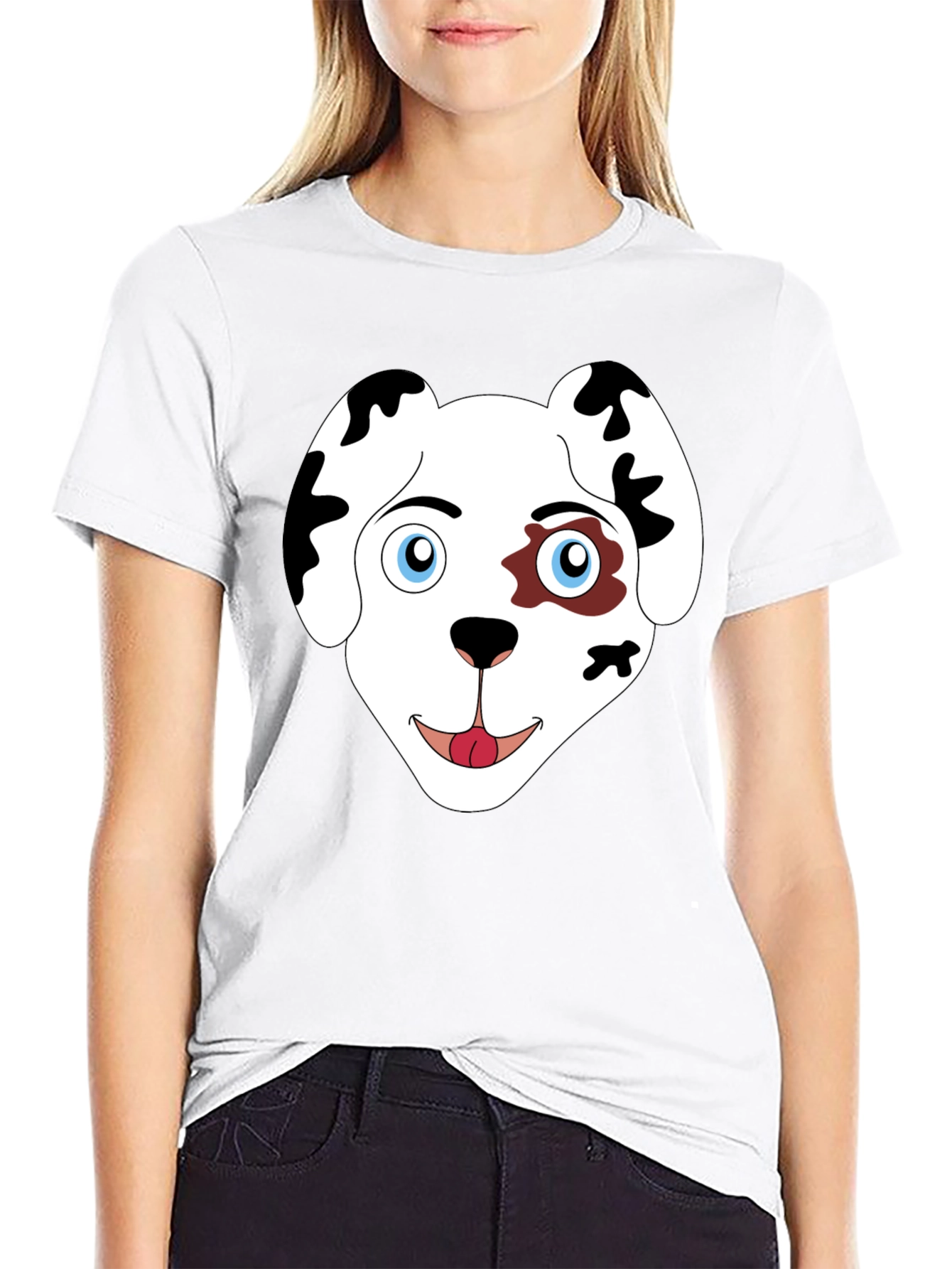 Dog Face Graphic Print Black T-Shirt