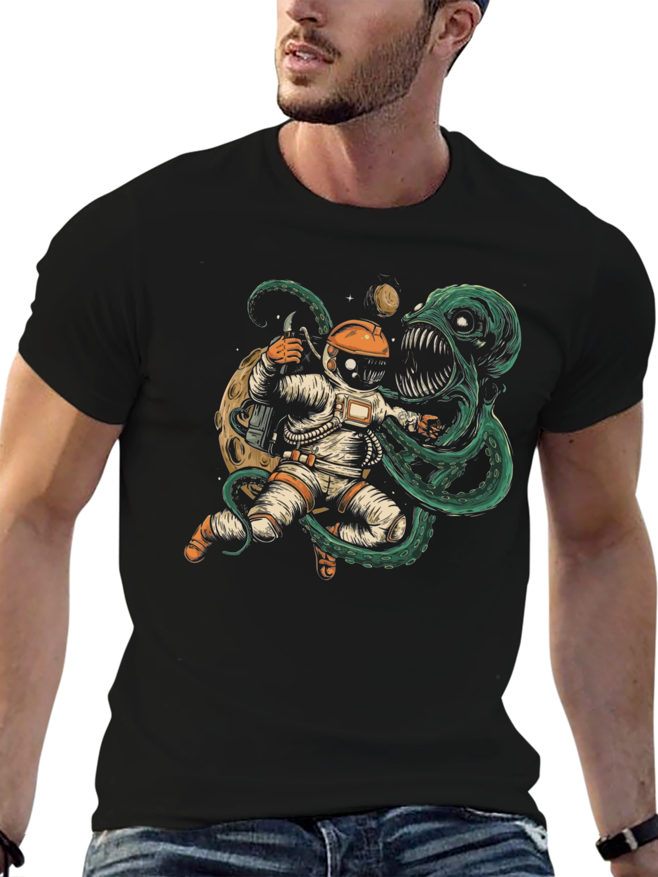 Cosmic Horror Black Graphic T-Shirt