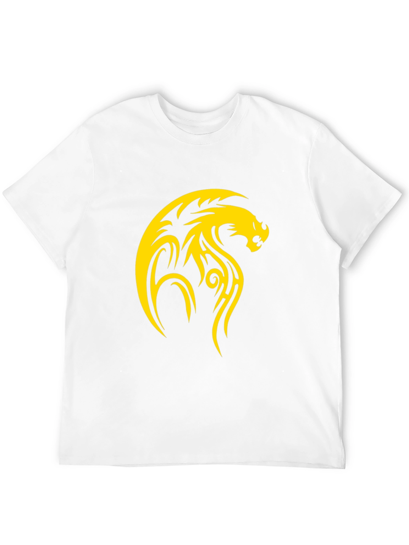 Mens Black T-Shirt with Yellow Dragon Design