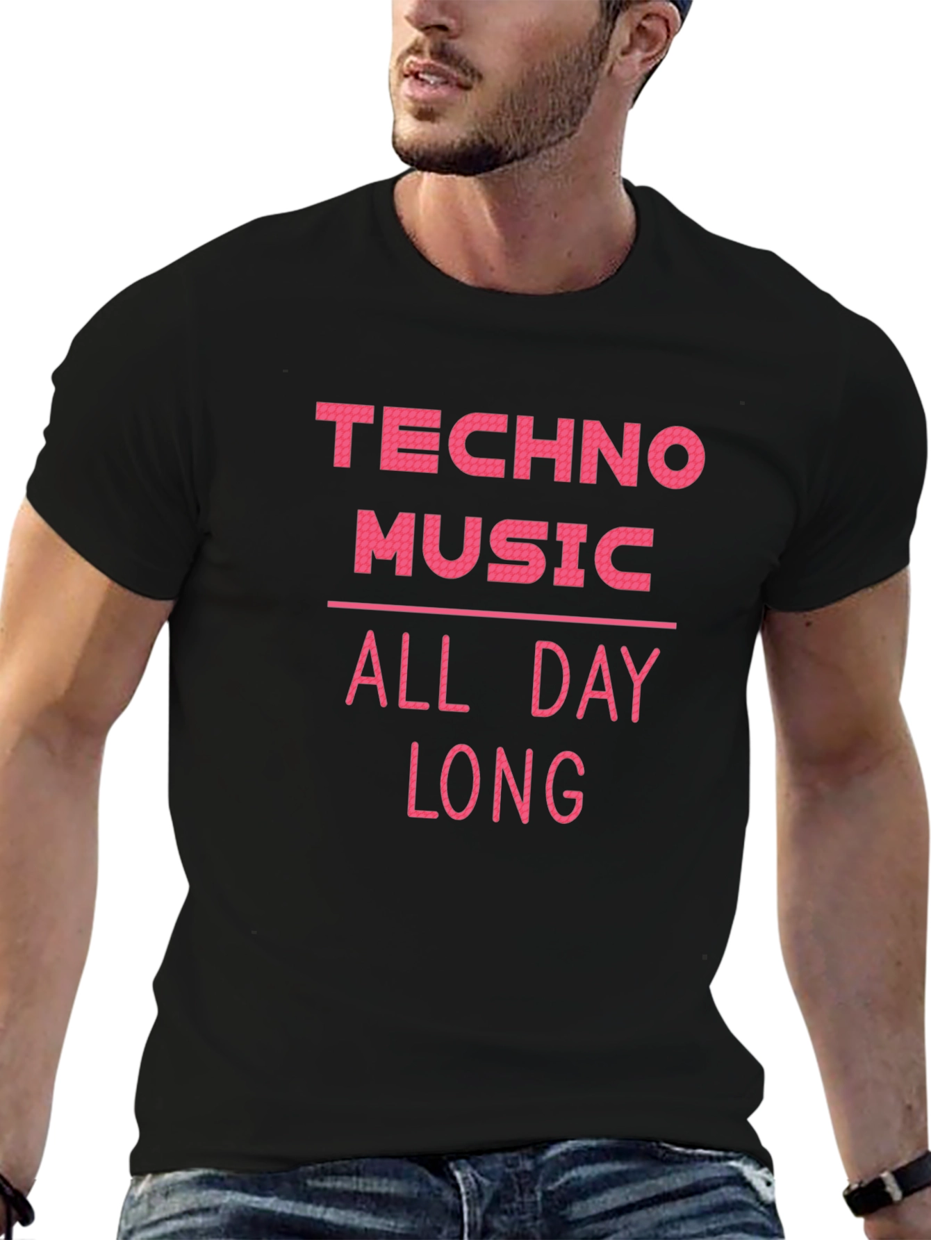 Techno Music All Day Long Graphic Tee