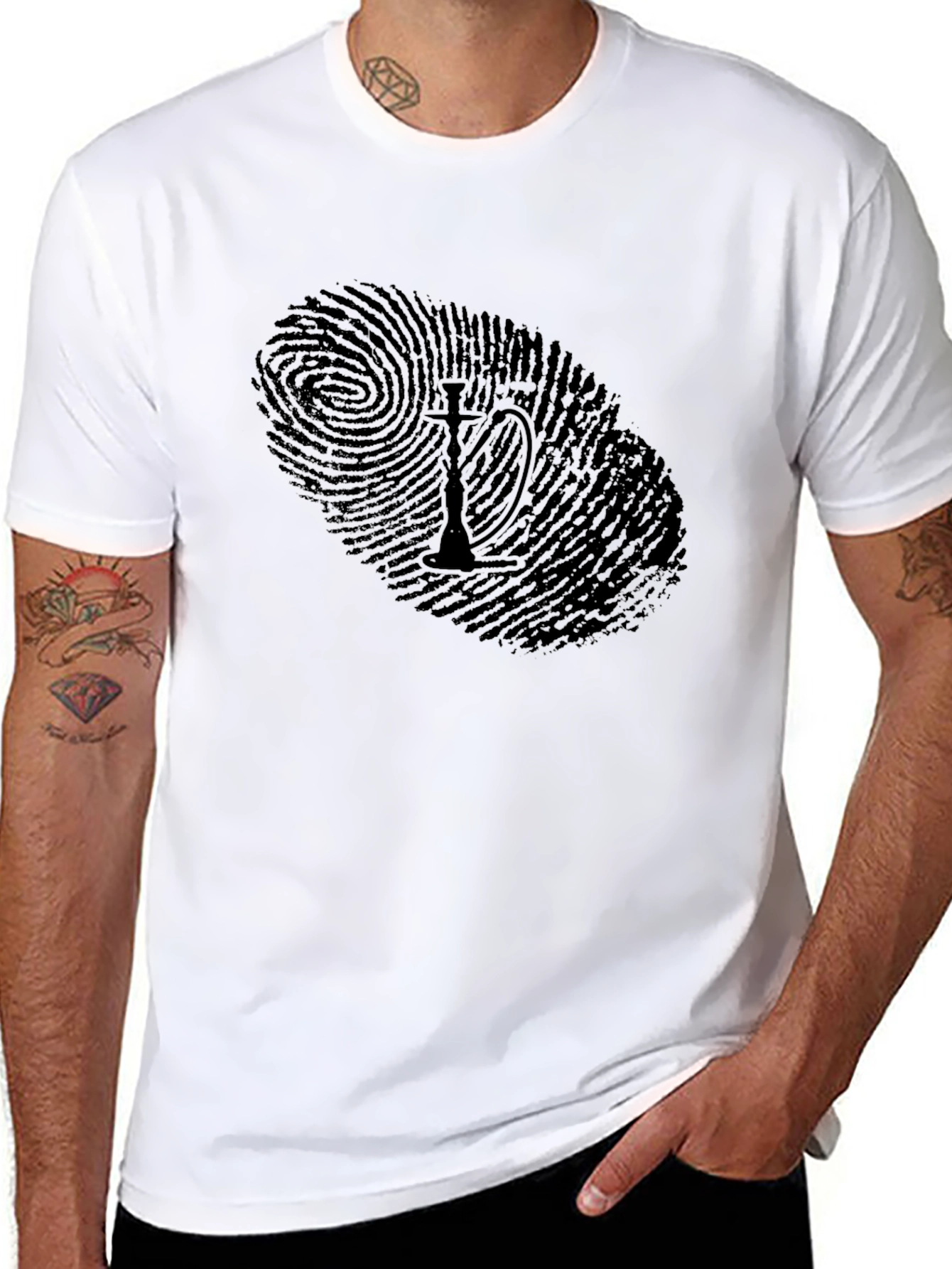 Hookah Fingerprint Graphic Tee - Unique Design