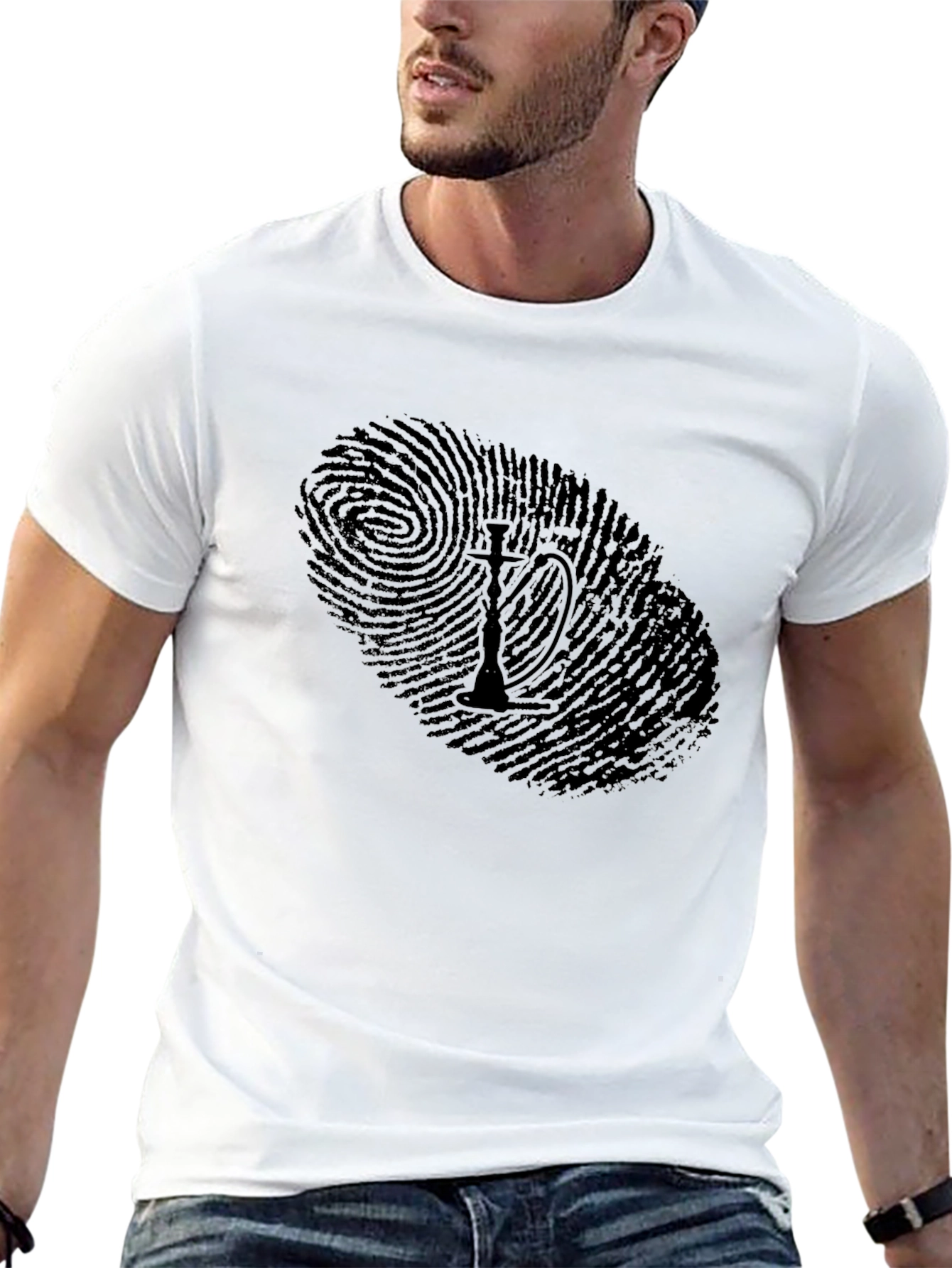 Hookah Fingerprint Graphic Tee - Unique Design