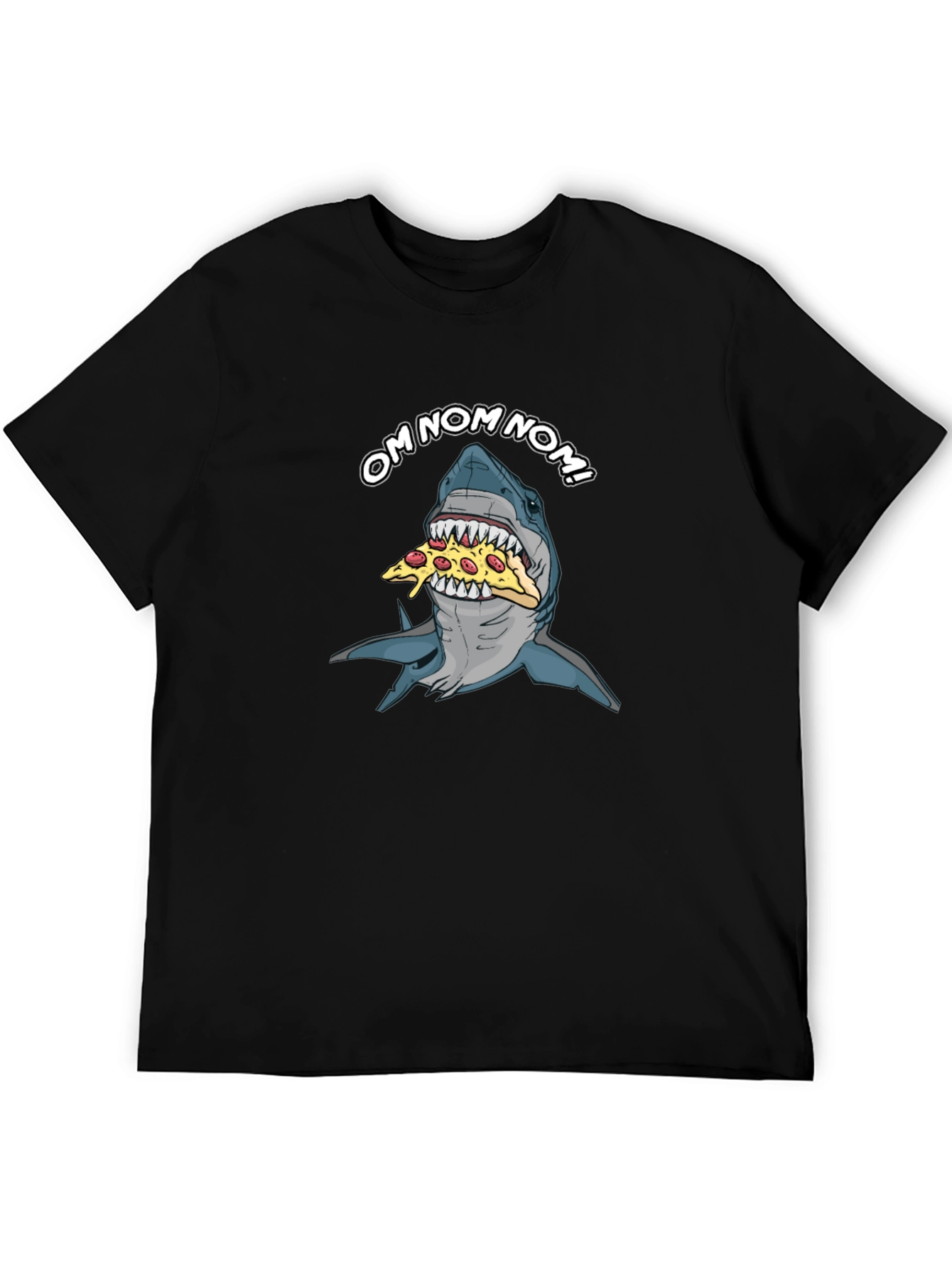 Shark Pizza OM NOM NOM Funny Graphic T-Shirt
