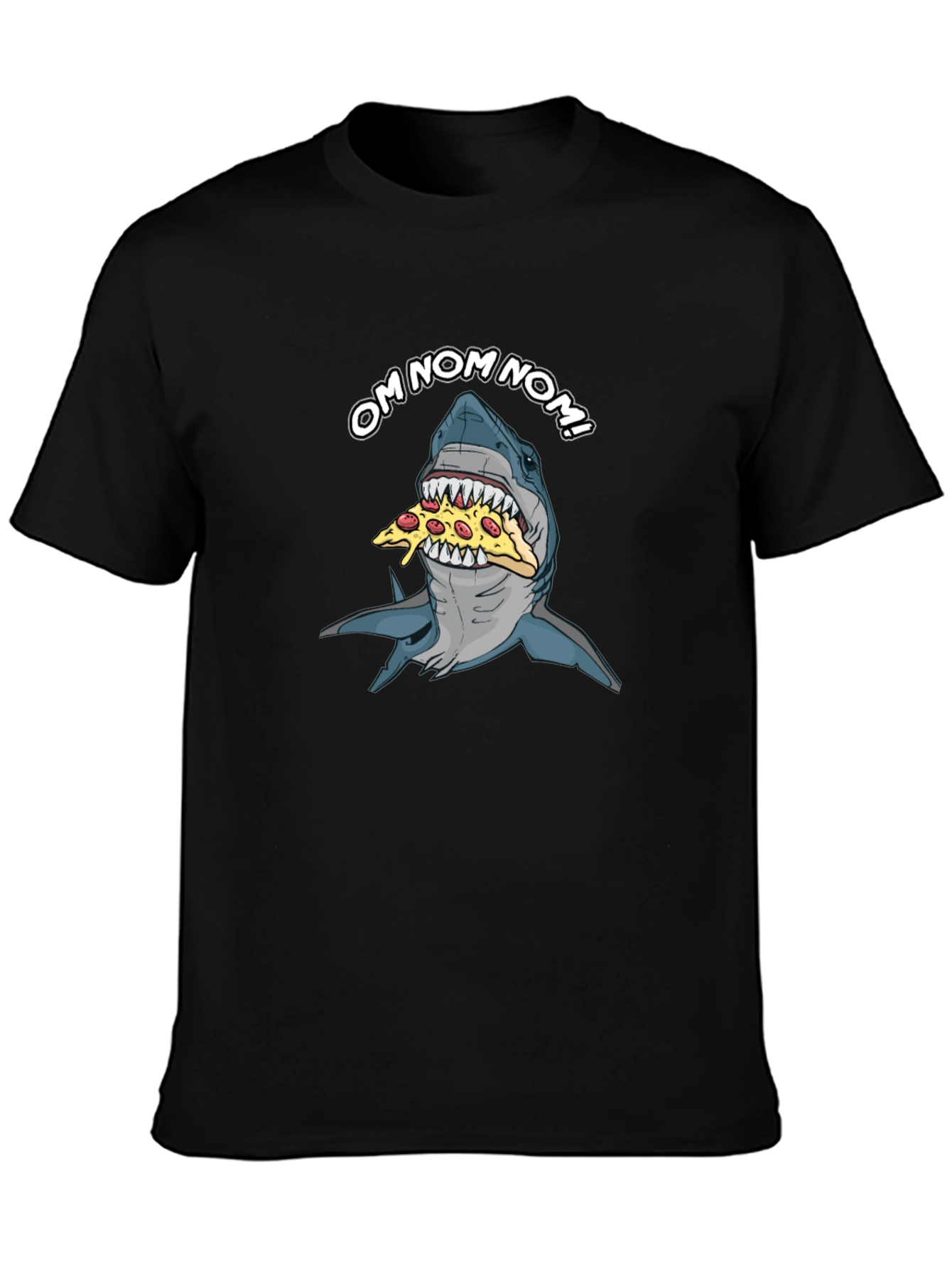 Shark Pizza OM NOM NOM Funny Graphic T-Shirt