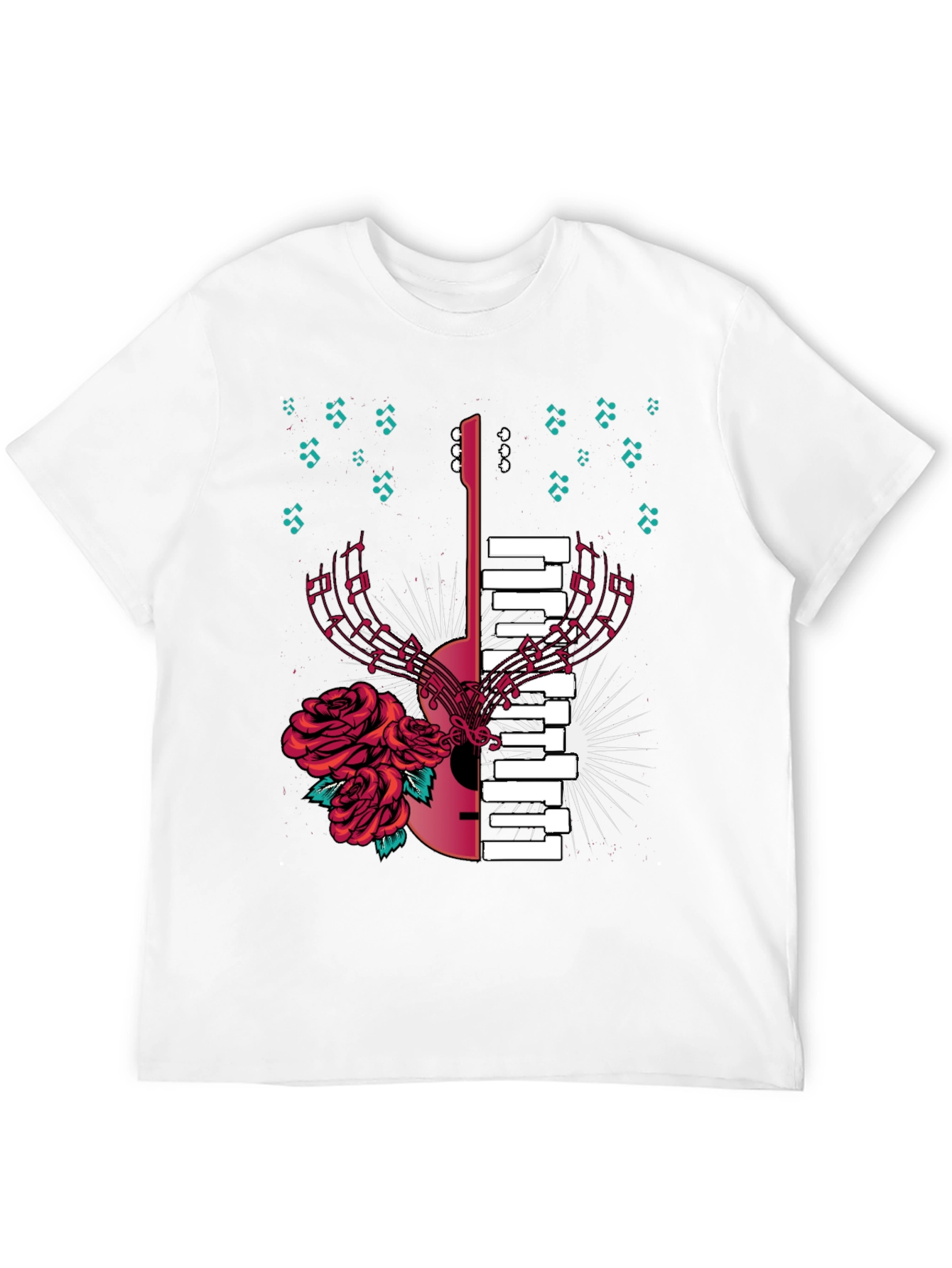 Musical Harmony T-Shirt: Guitar & Piano Fusion
