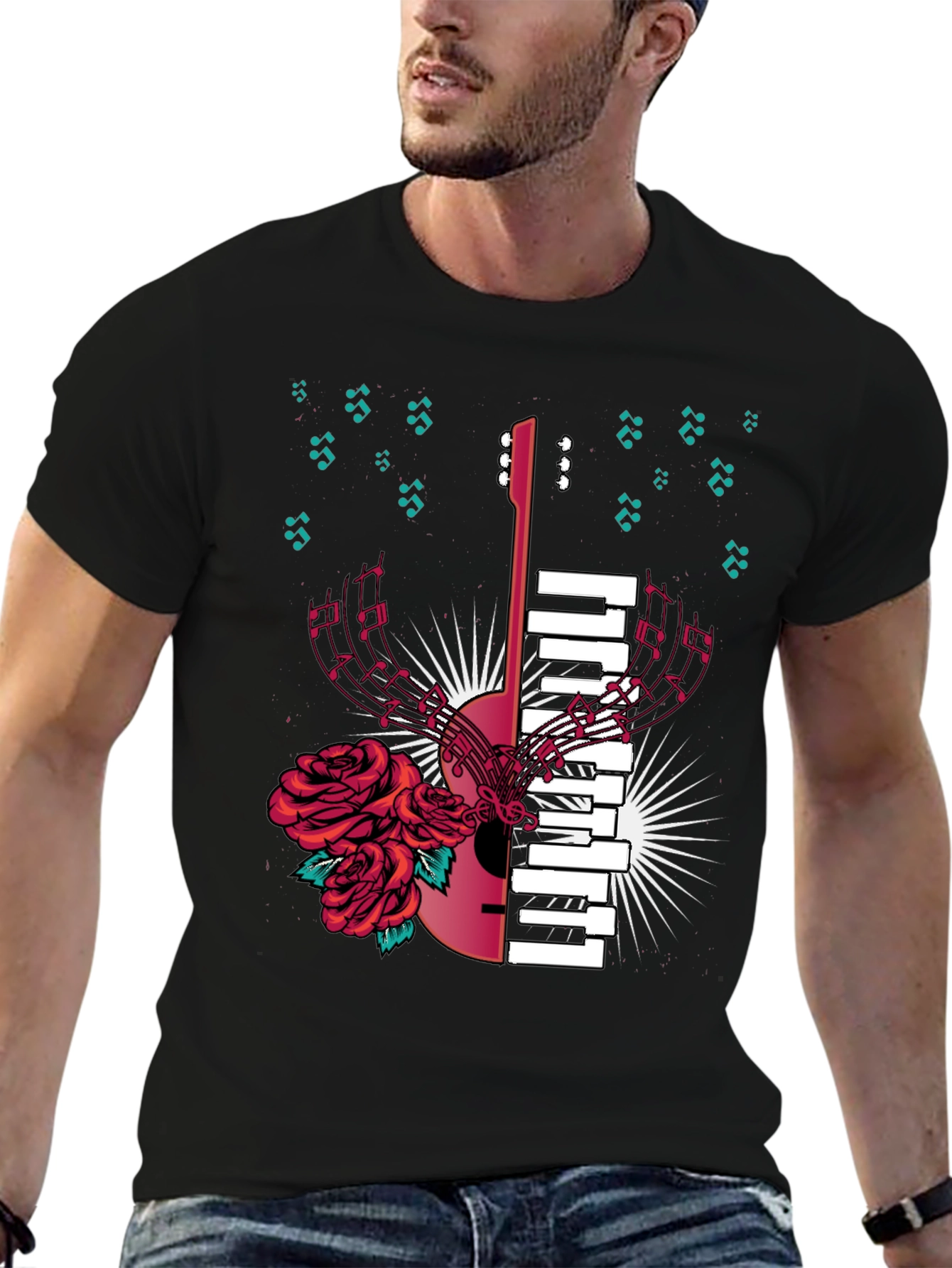 Musical Harmony T-Shirt: Guitar & Piano Fusion