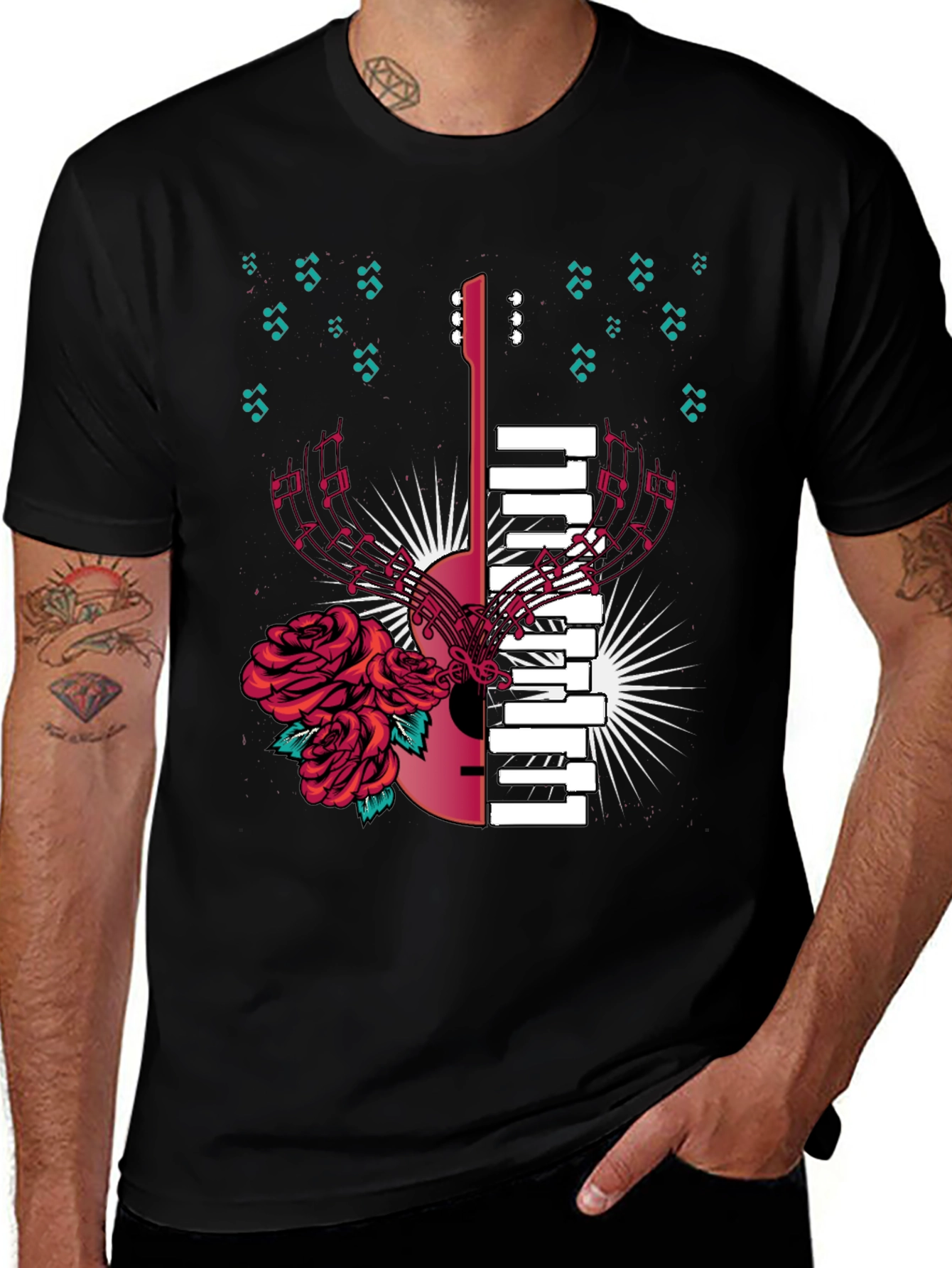 Musical Harmony T-Shirt: Guitar & Piano Fusion