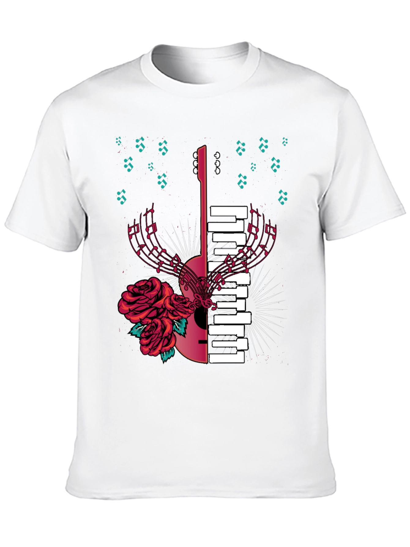 Musical Harmony T-Shirt: Guitar & Piano Fusion