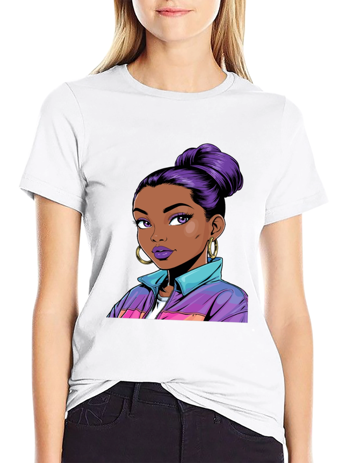 Graphic Tee - Retro Girl with Purple Hair