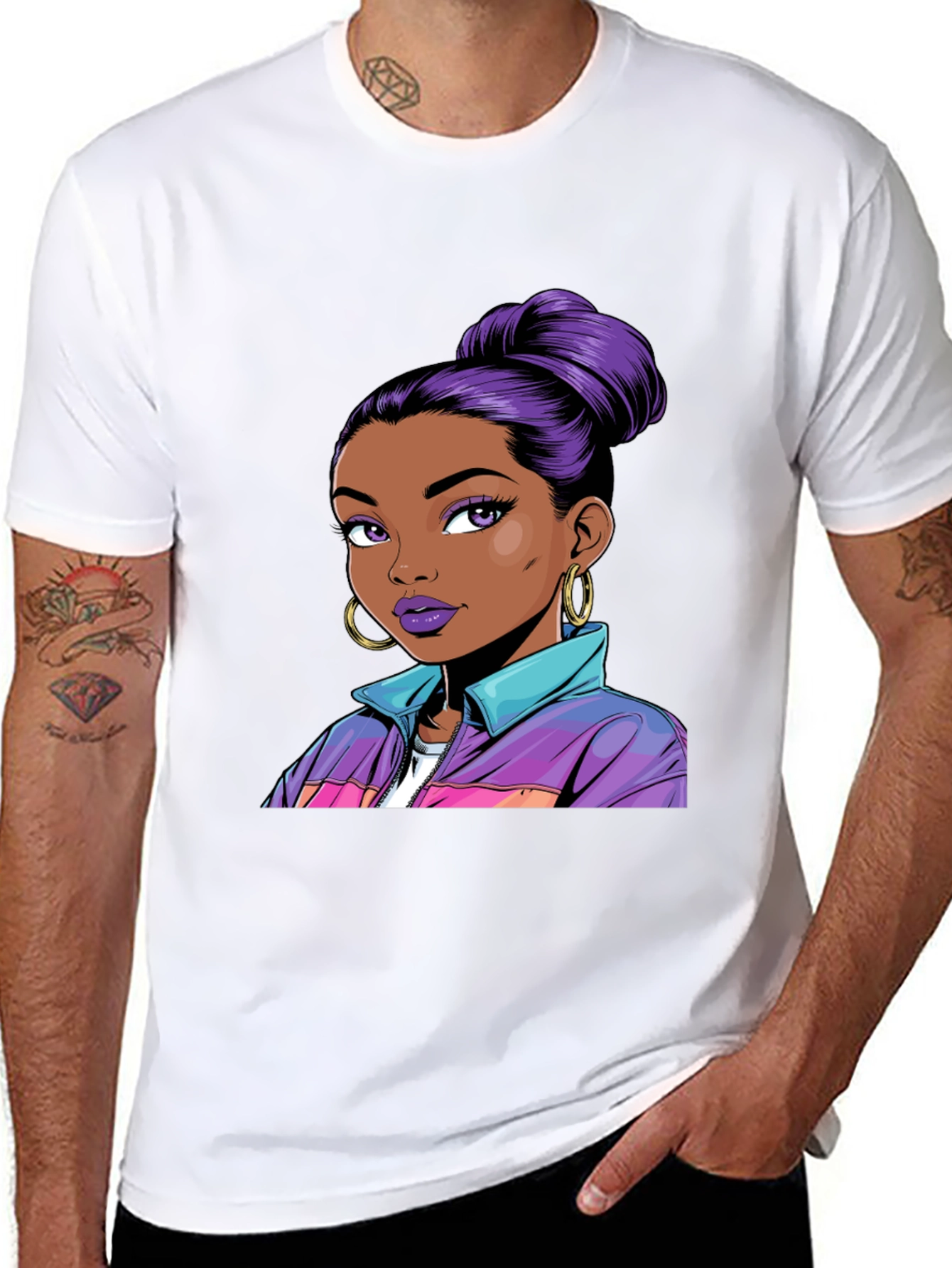 Graphic Tee - Retro Girl with Purple Hair