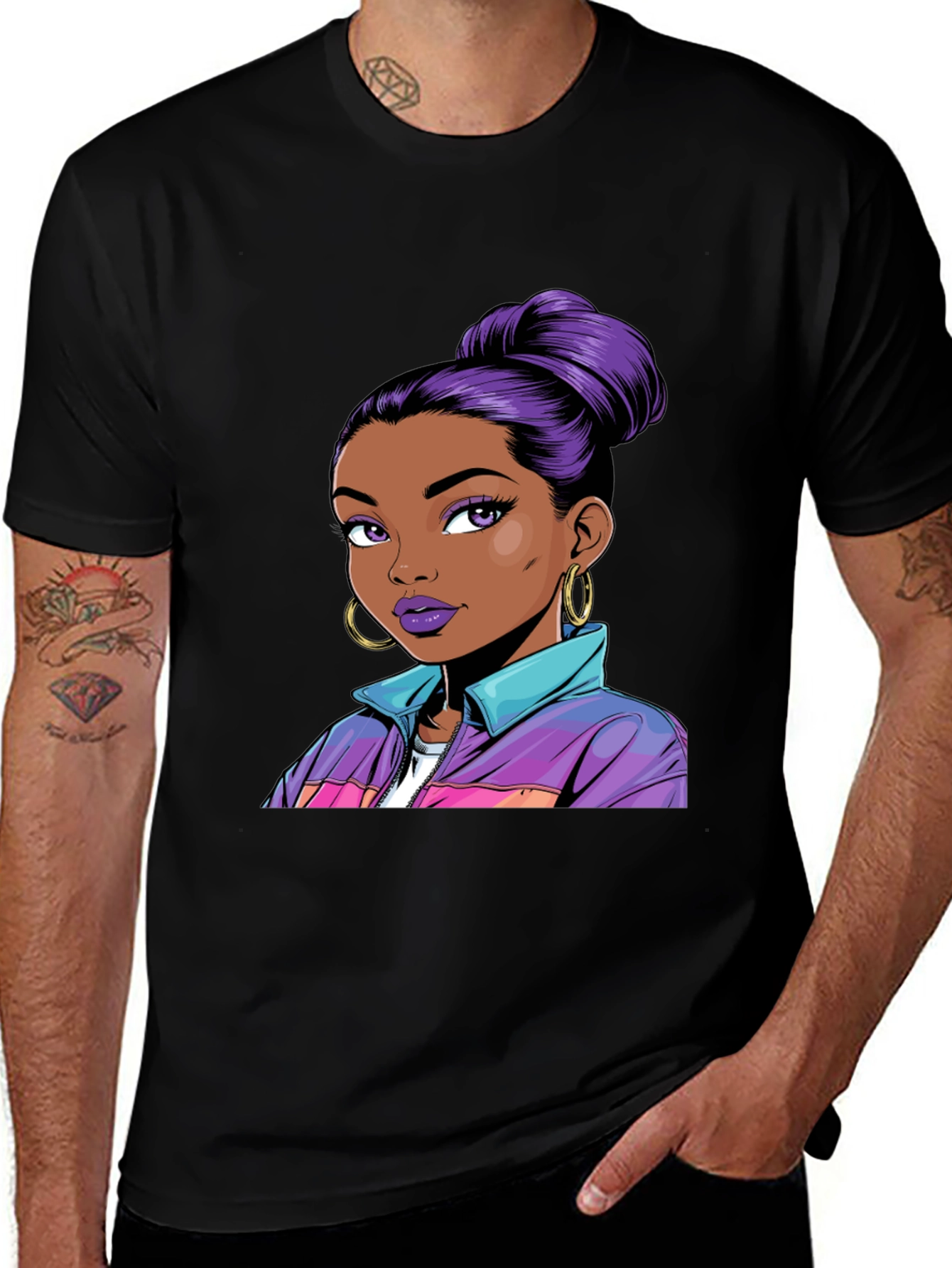 Graphic Tee - Retro Girl with Purple Hair