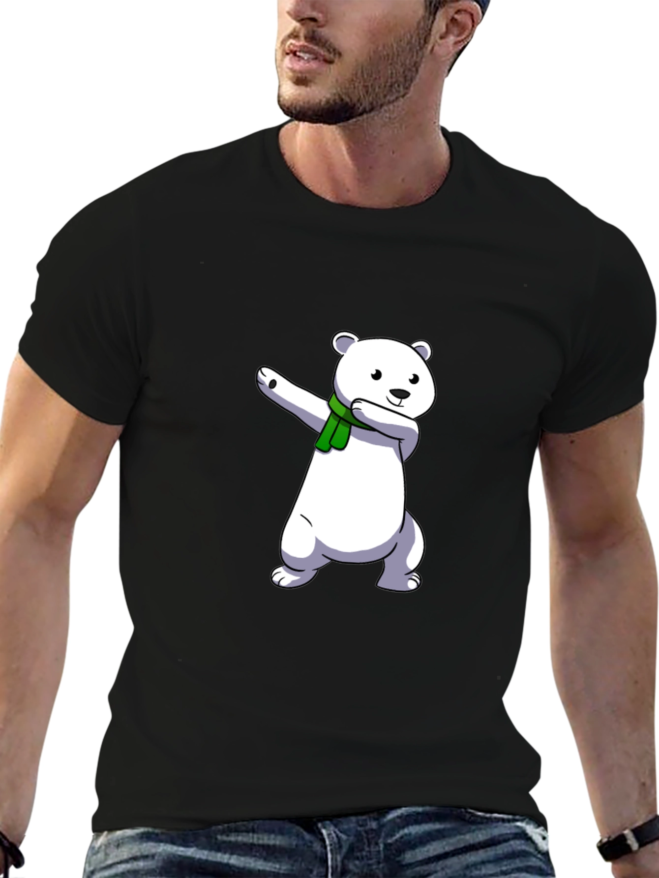 Dabbing Polar Bear Black T-Shirt