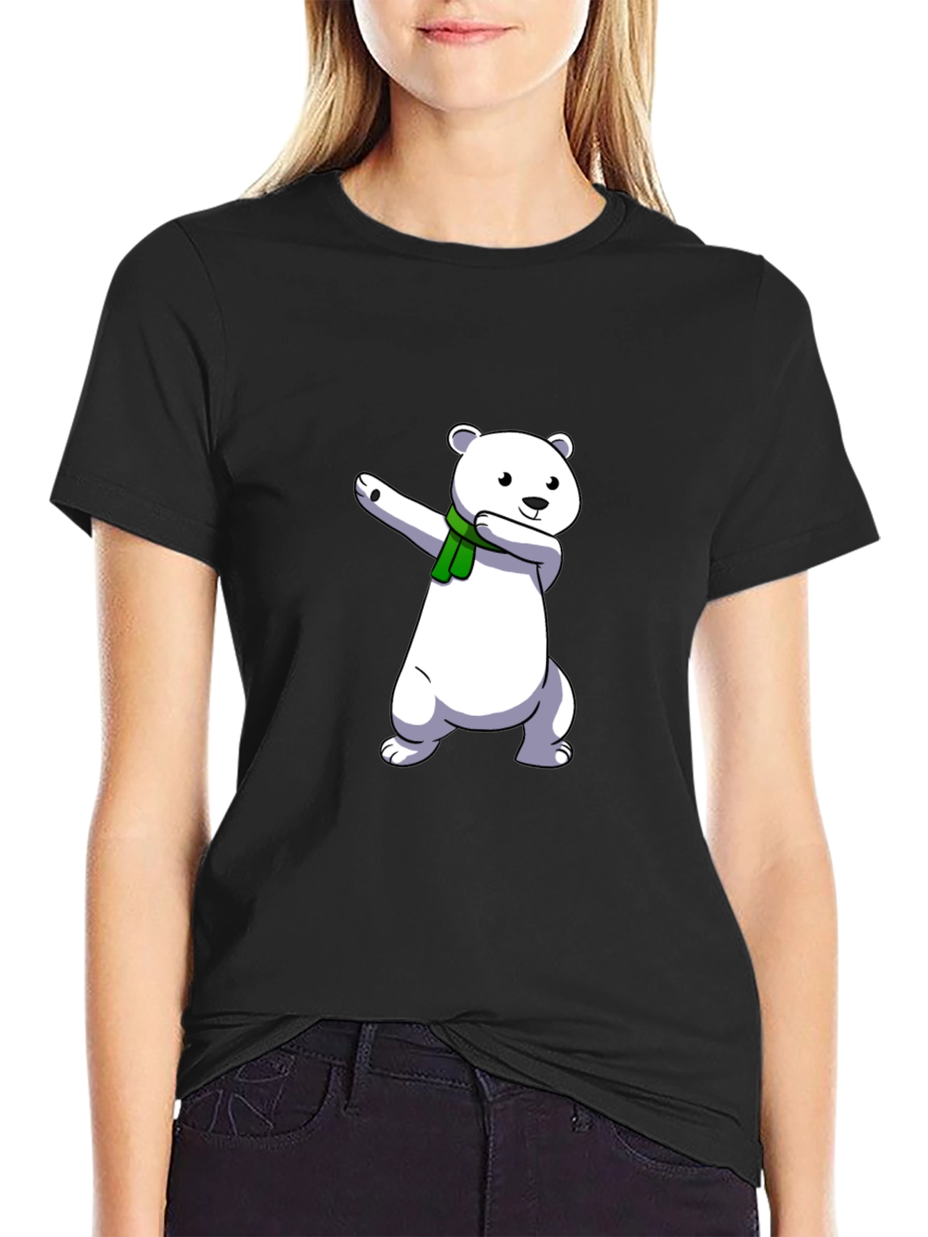 Dabbing Polar Bear Black T-Shirt