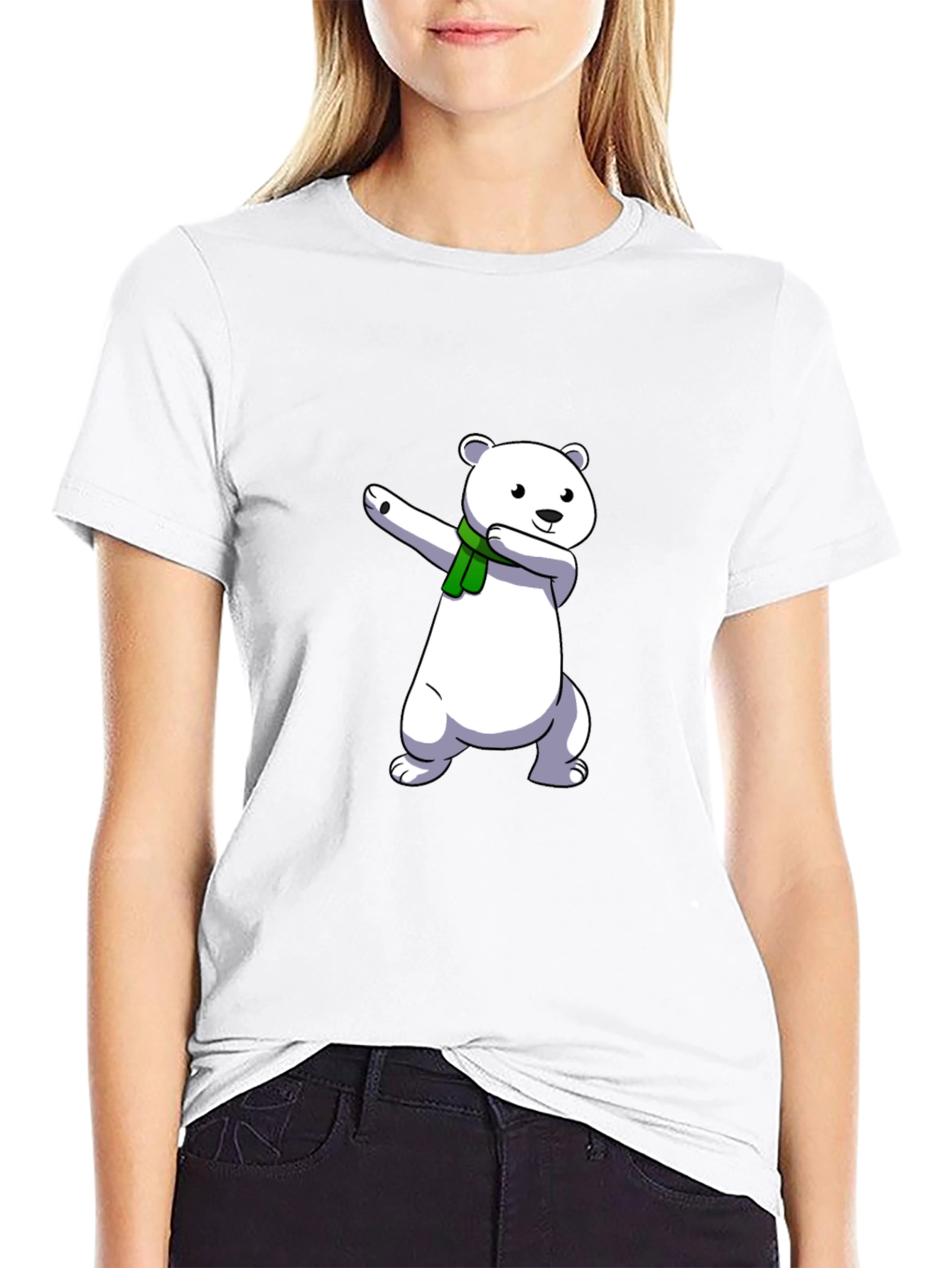 Dabbing Polar Bear Black T-Shirt