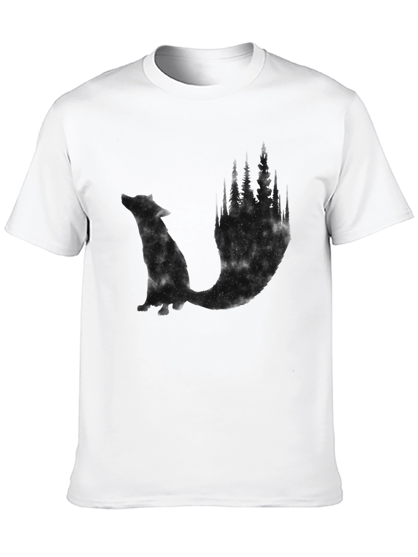 Mens Black Wolf & Forest Graphic Tee