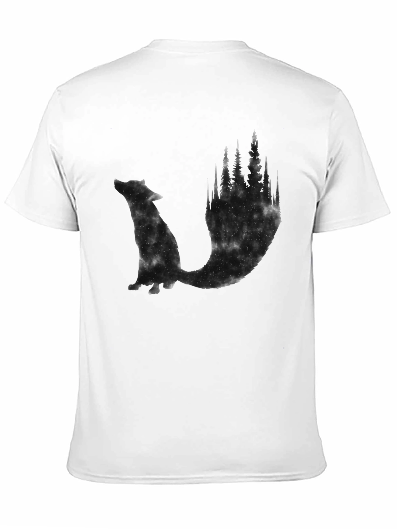 Mens Black Wolf & Forest Graphic Tee