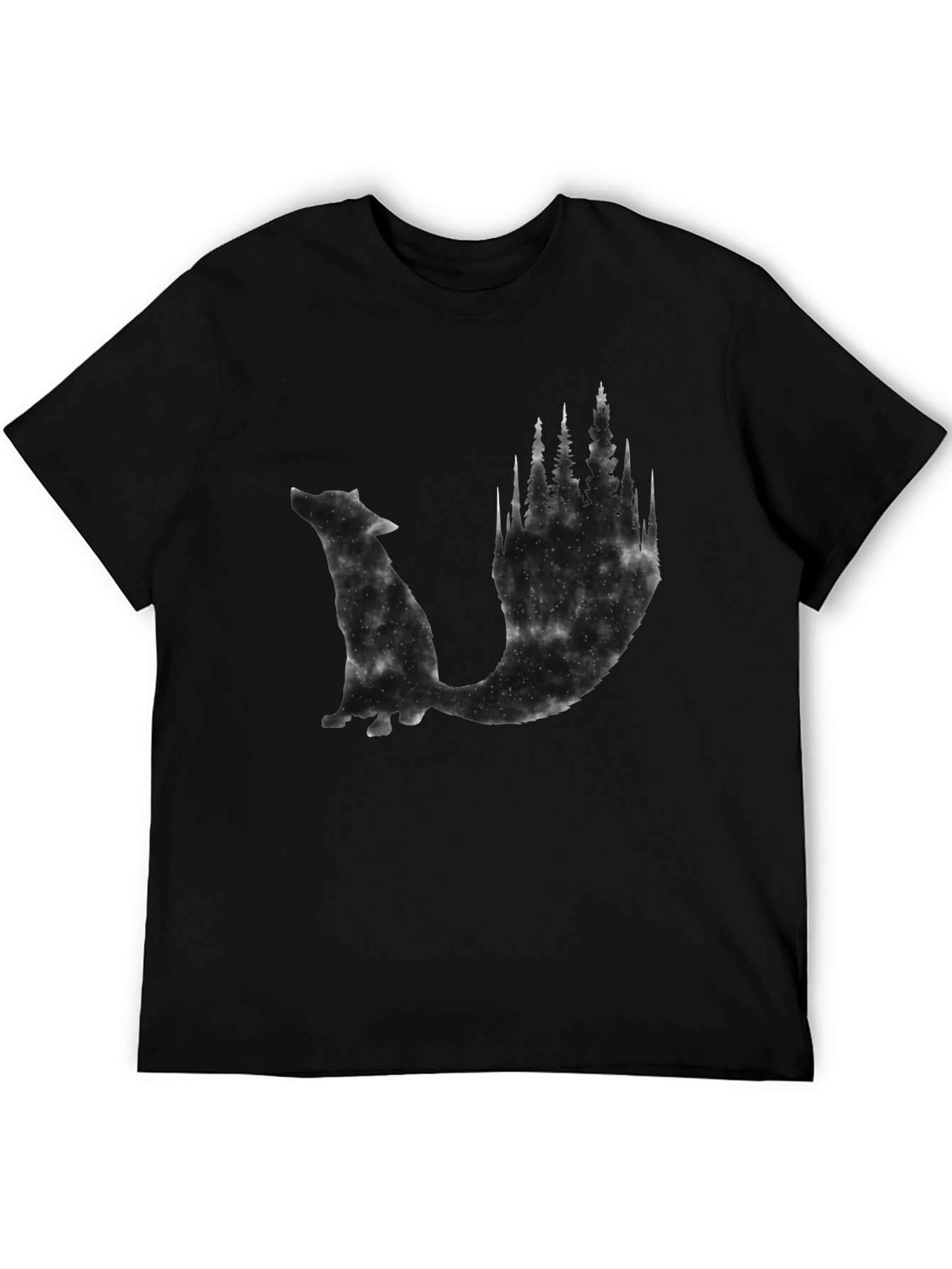 Mens Black Wolf & Forest Graphic Tee
