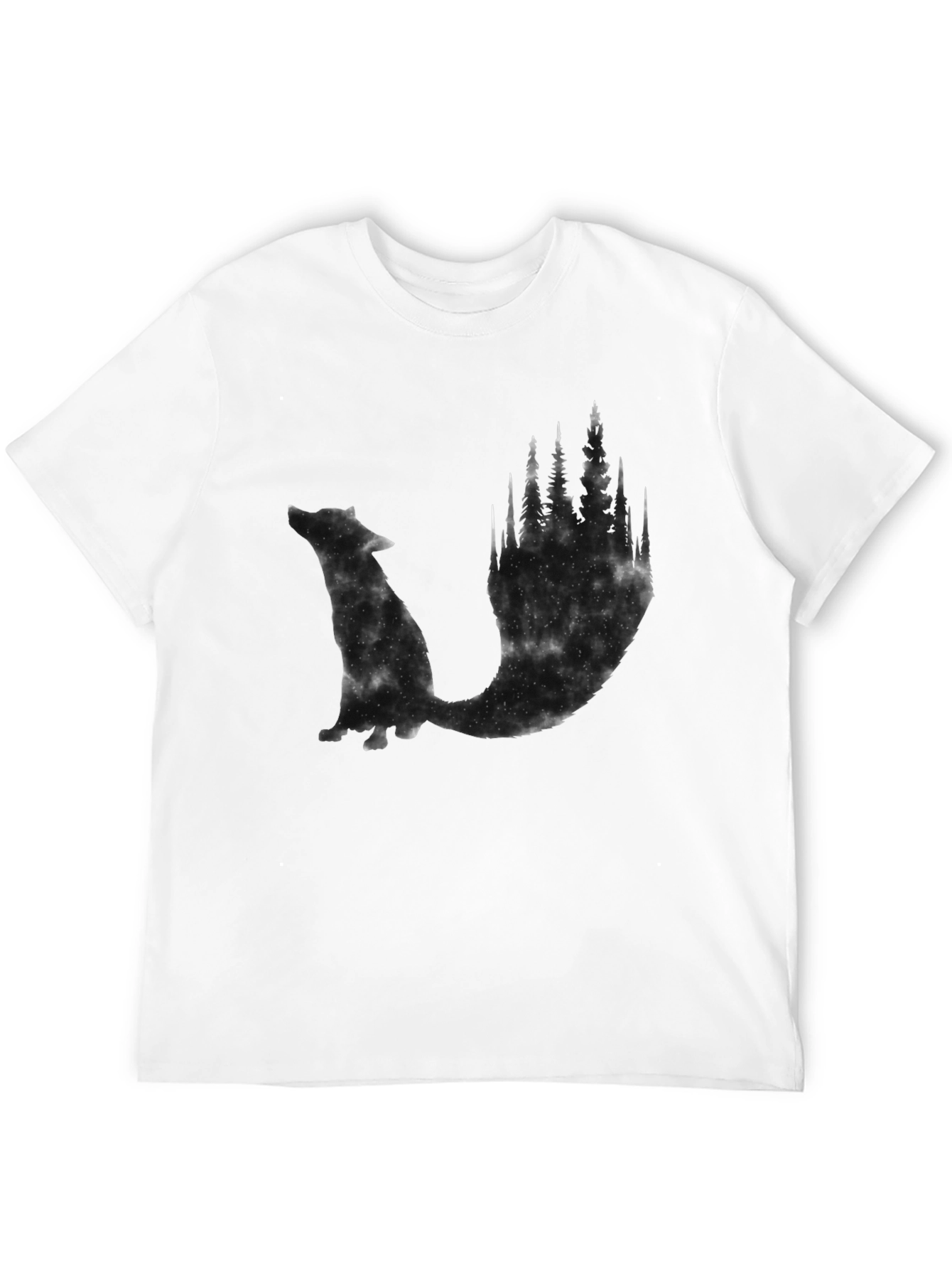 Mens Black Wolf & Forest Graphic Tee