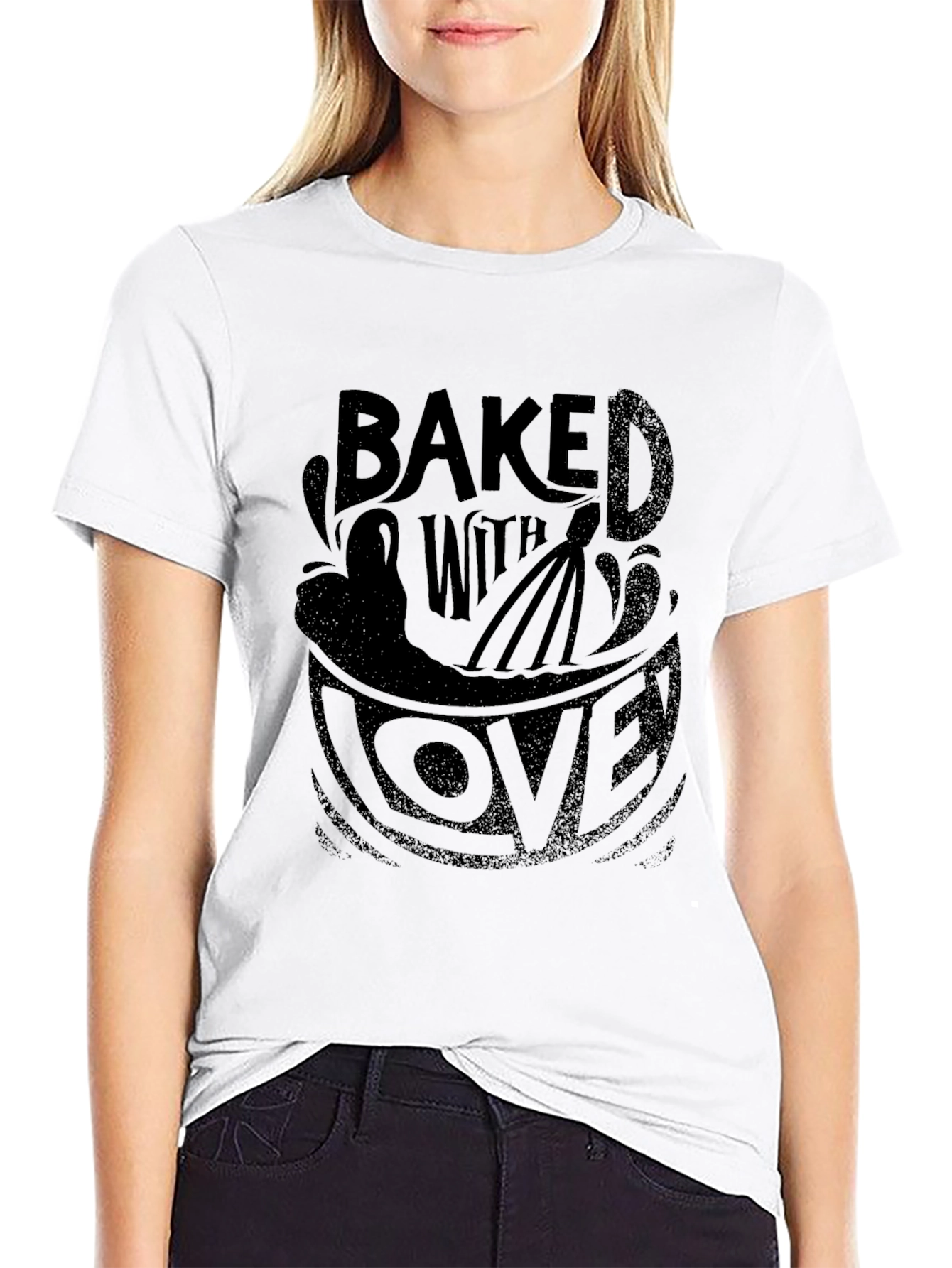 Baked with Love Graphic Print Black T-Shirt