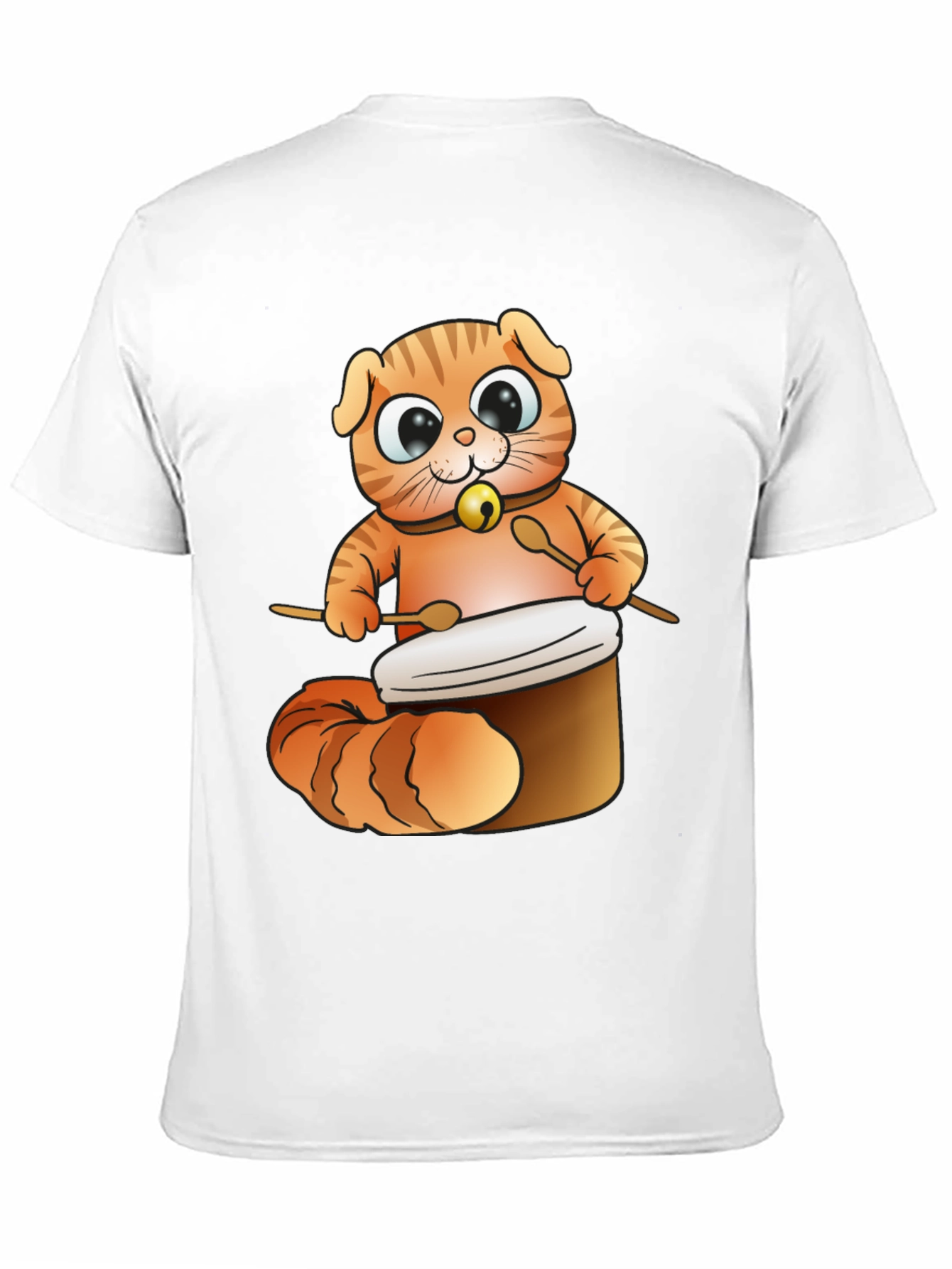 Cat Drummer T-Shirt - Cute Cartoon Animal Design