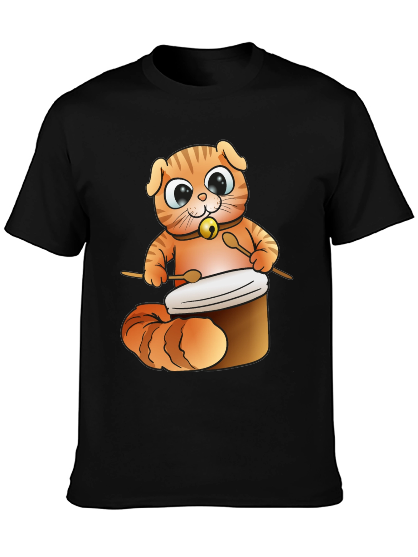 Cat Drummer T-Shirt - Cute Cartoon Animal Design