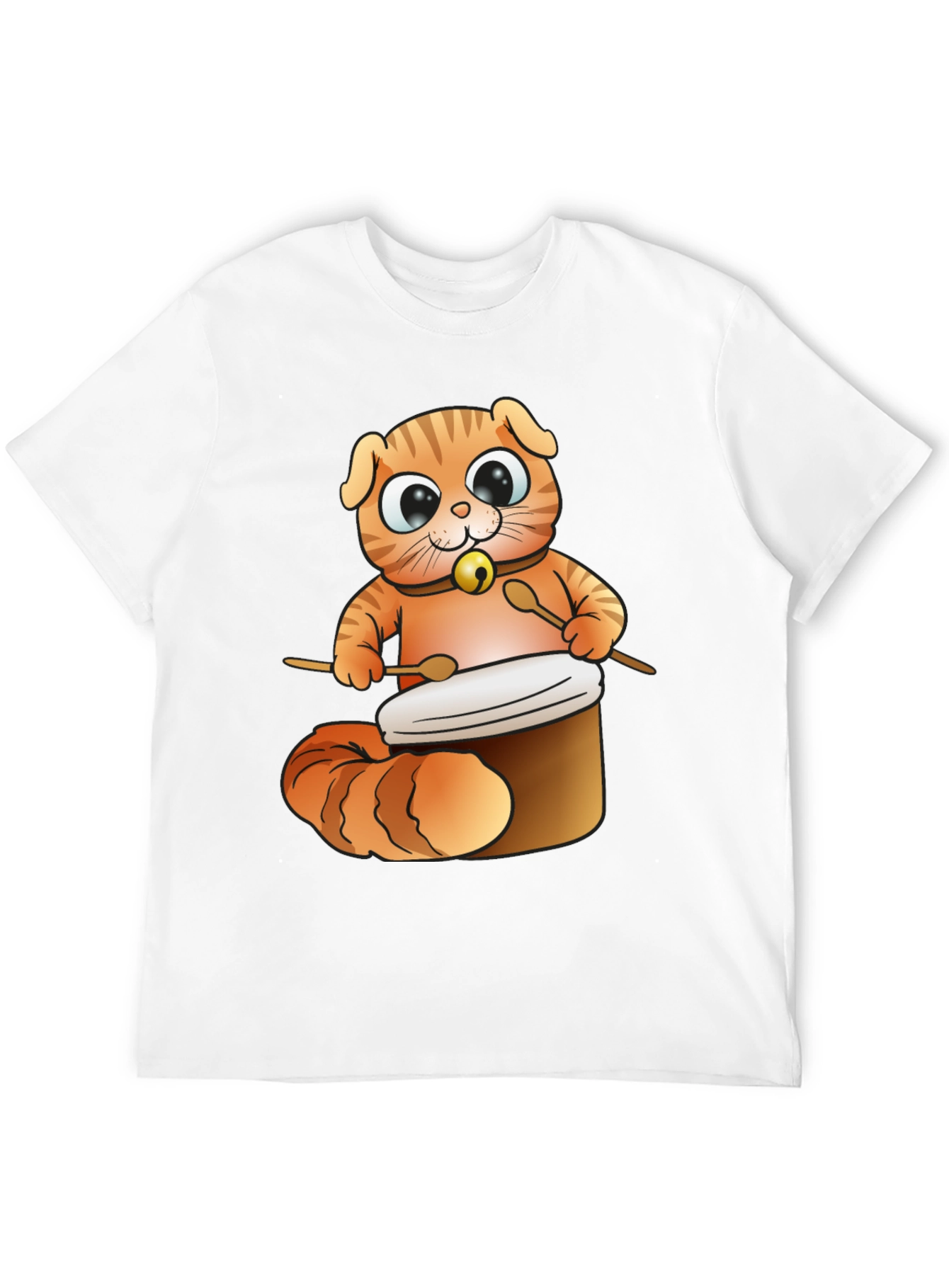 Cat Drummer T-Shirt - Cute Cartoon Animal Design