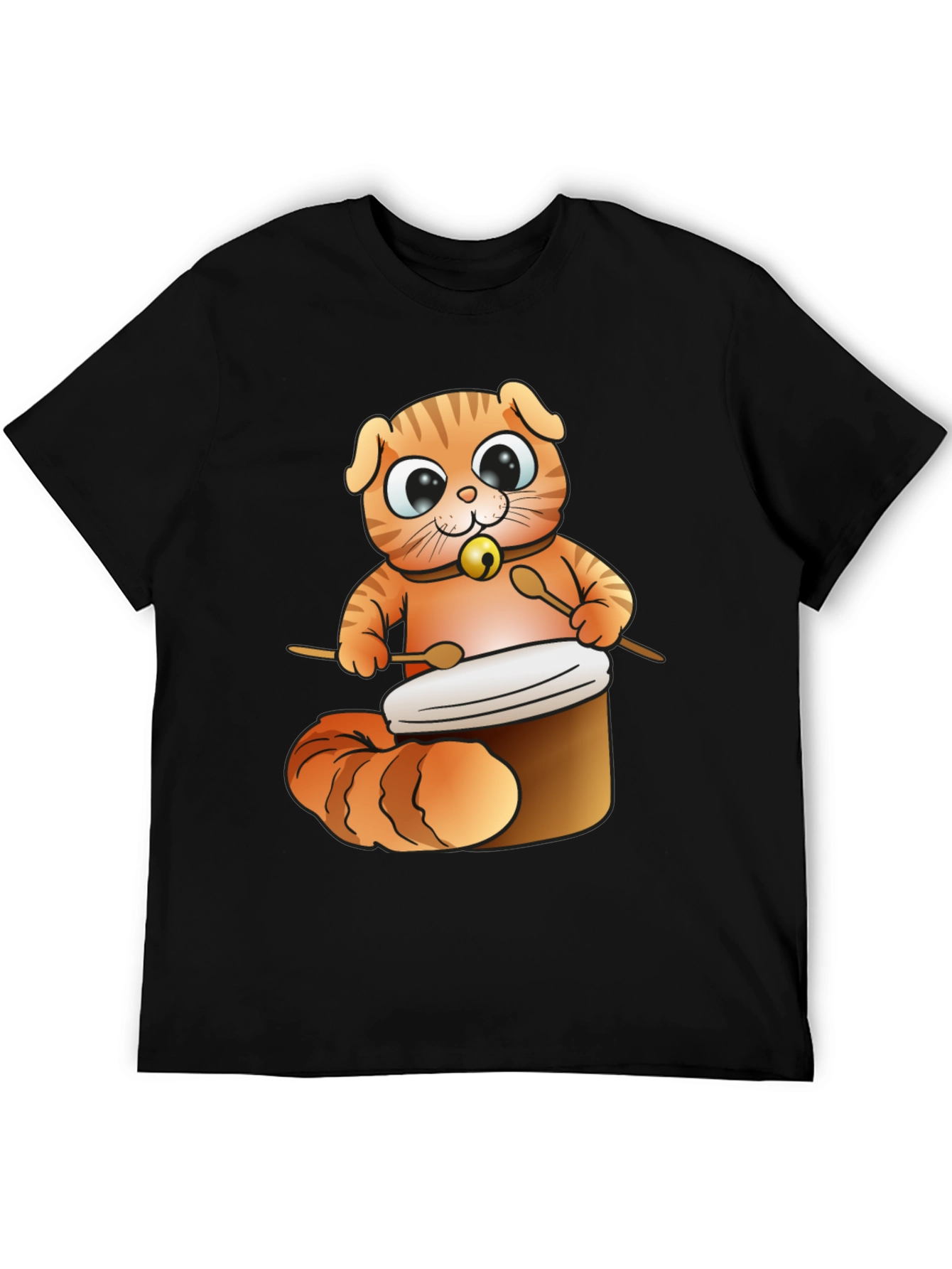 Cat Drummer T-Shirt - Cute Cartoon Animal Design