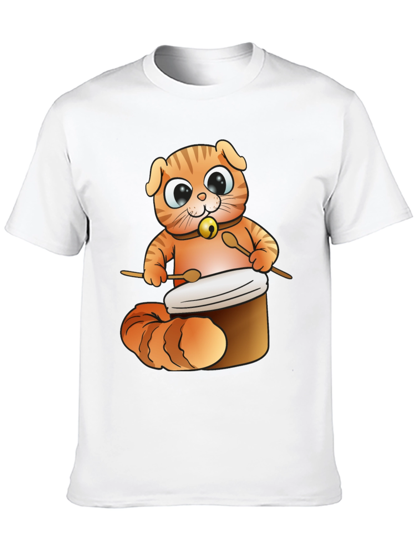 Cat Drummer T-Shirt - Cute Cartoon Animal Design