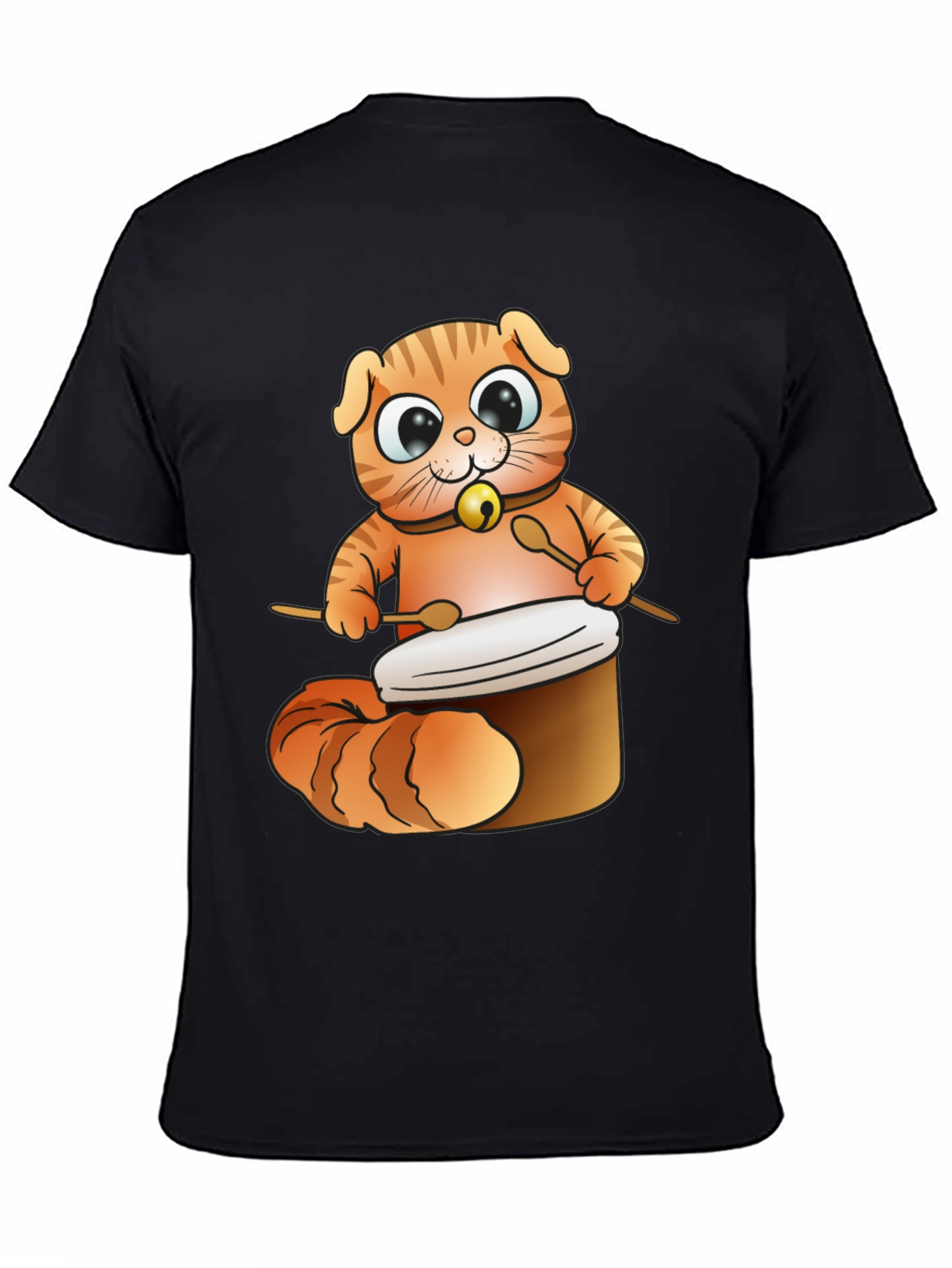 Cat Drummer T-Shirt - Cute Cartoon Animal Design