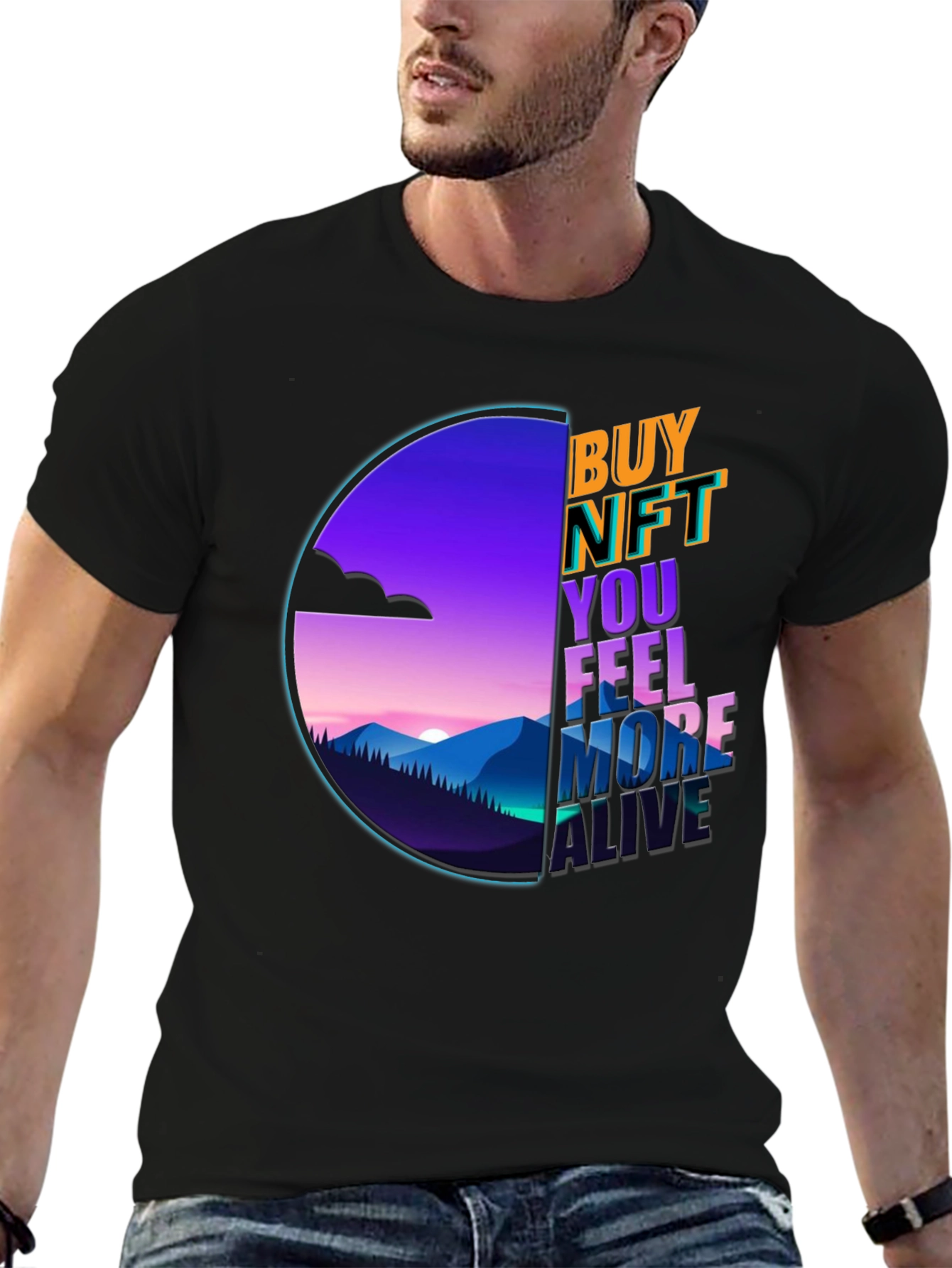 Buy NFT Feel More Alive Black Graphic Tee