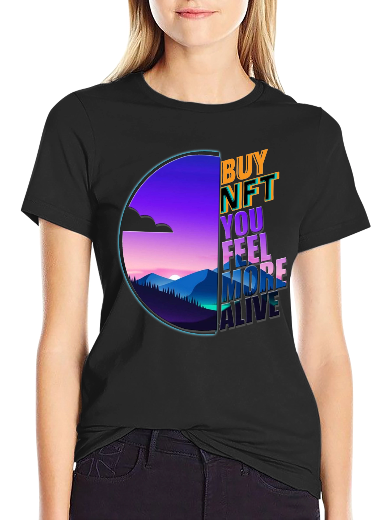 Buy NFT Feel More Alive Black Graphic Tee