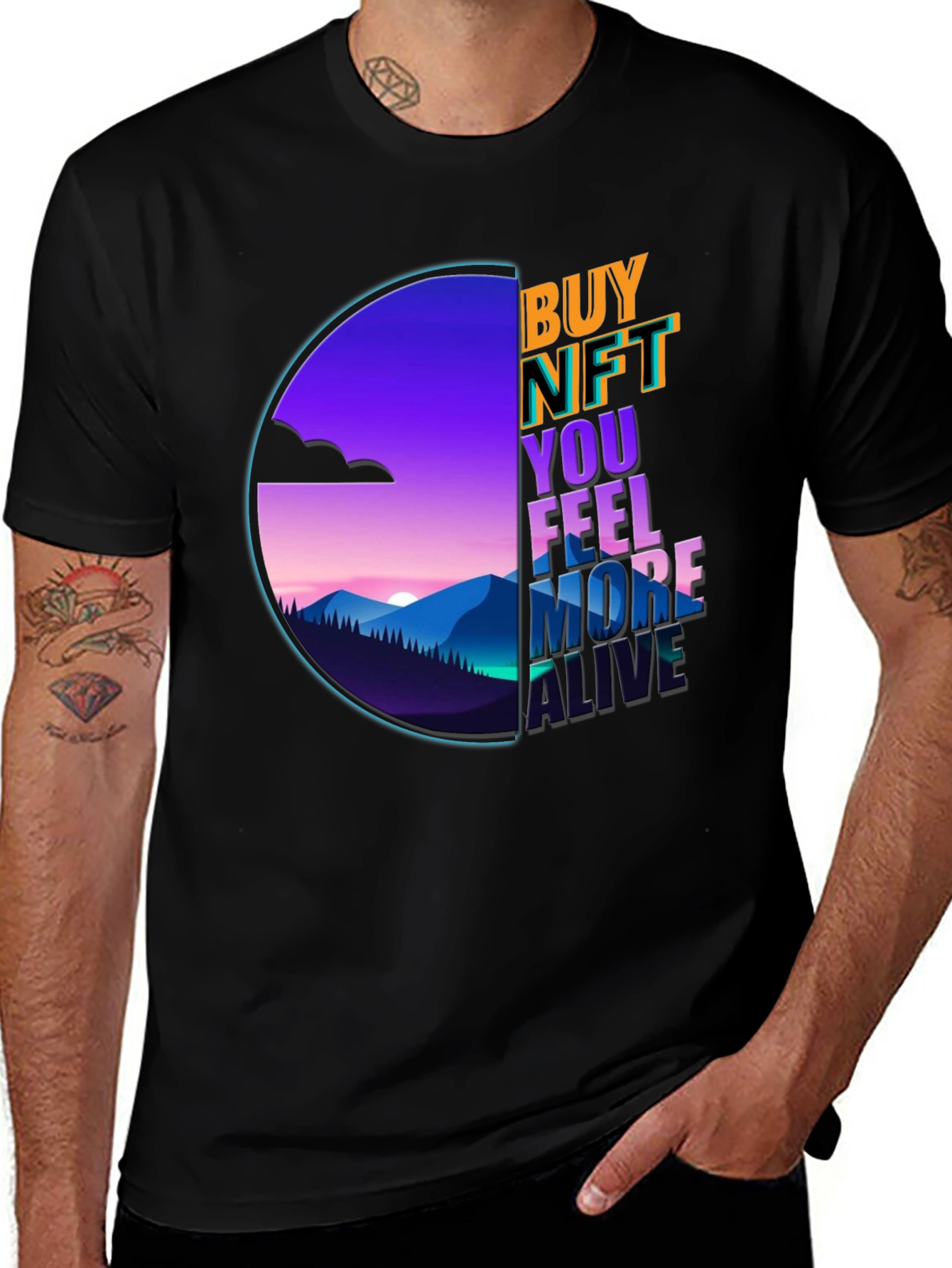 Buy NFT Feel More Alive Black Graphic Tee