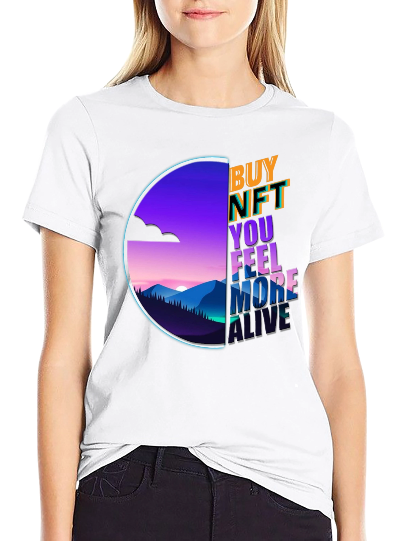 Buy NFT Feel More Alive Black Graphic Tee