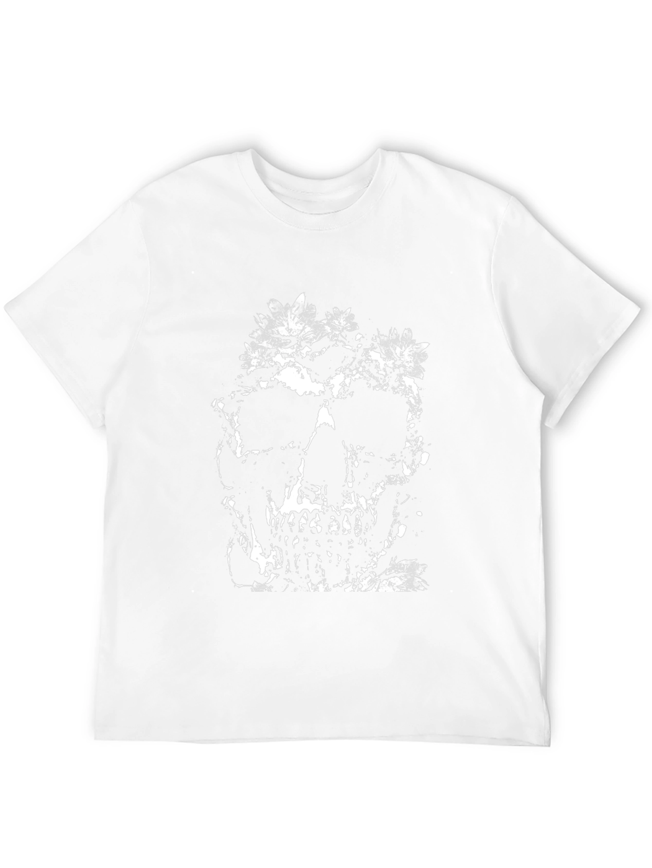 Floral Skull Graphic Tee - Black Cotton T-Shirt