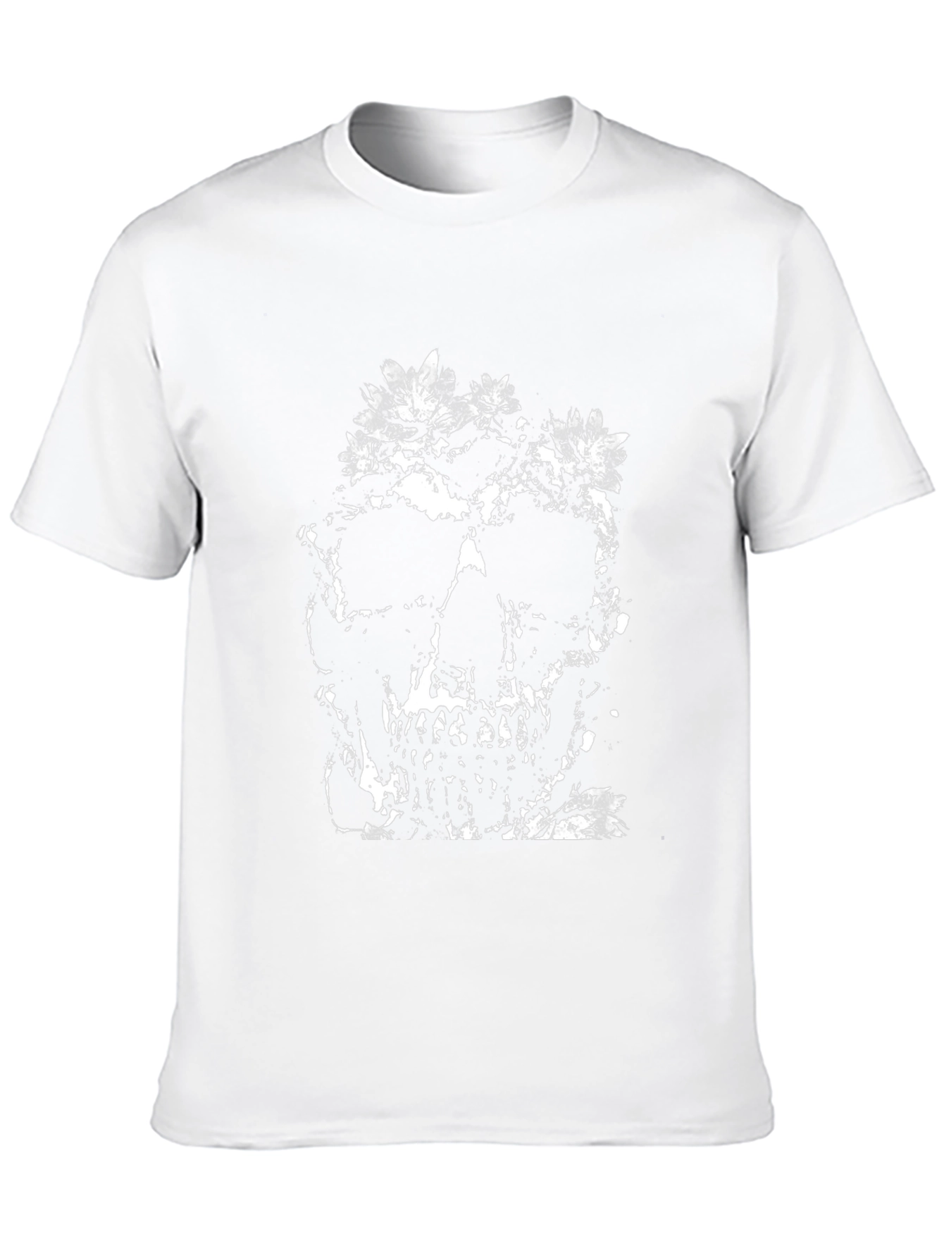 Floral Skull Graphic Tee - Black Cotton T-Shirt