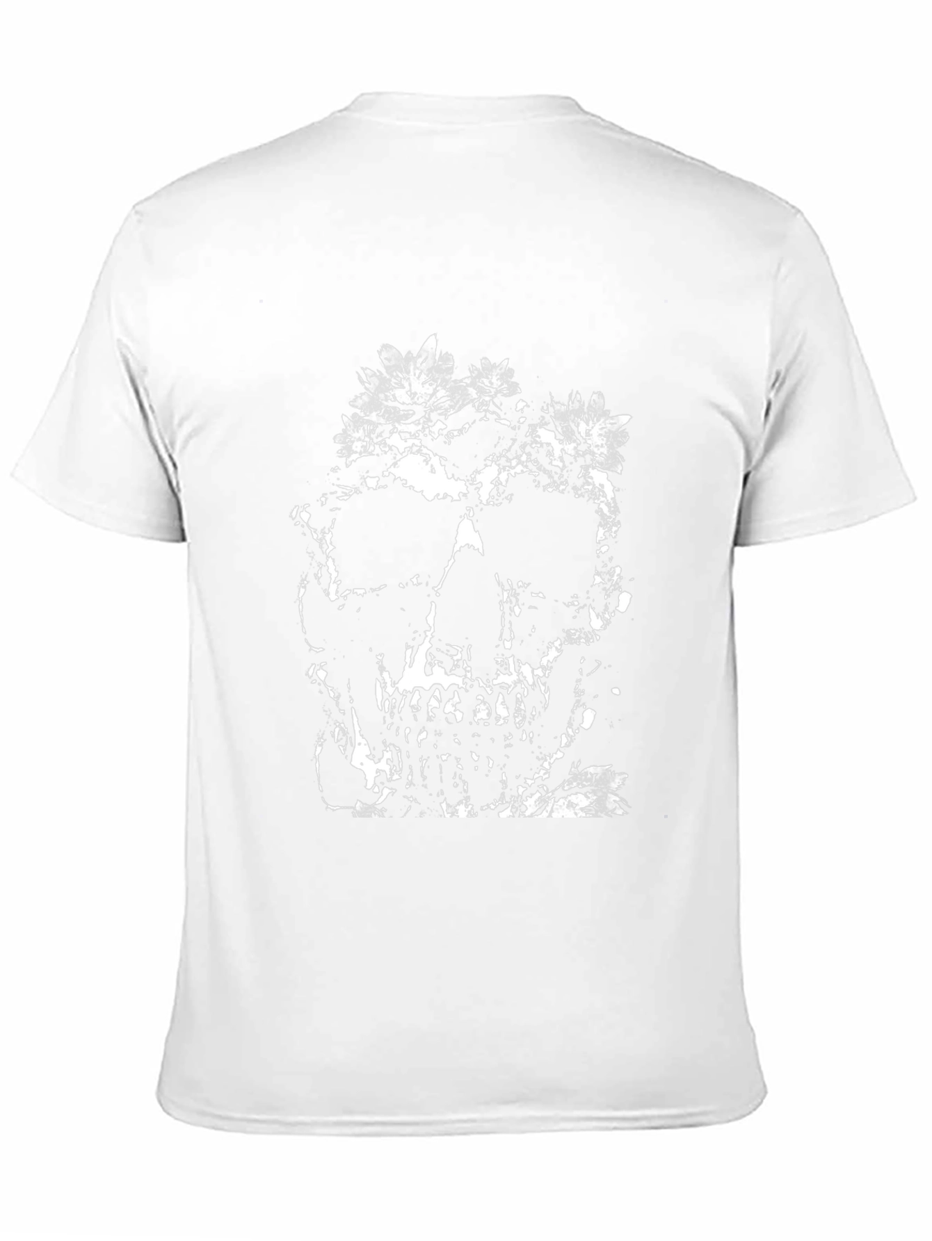 Floral Skull Graphic Tee - Black Cotton T-Shirt