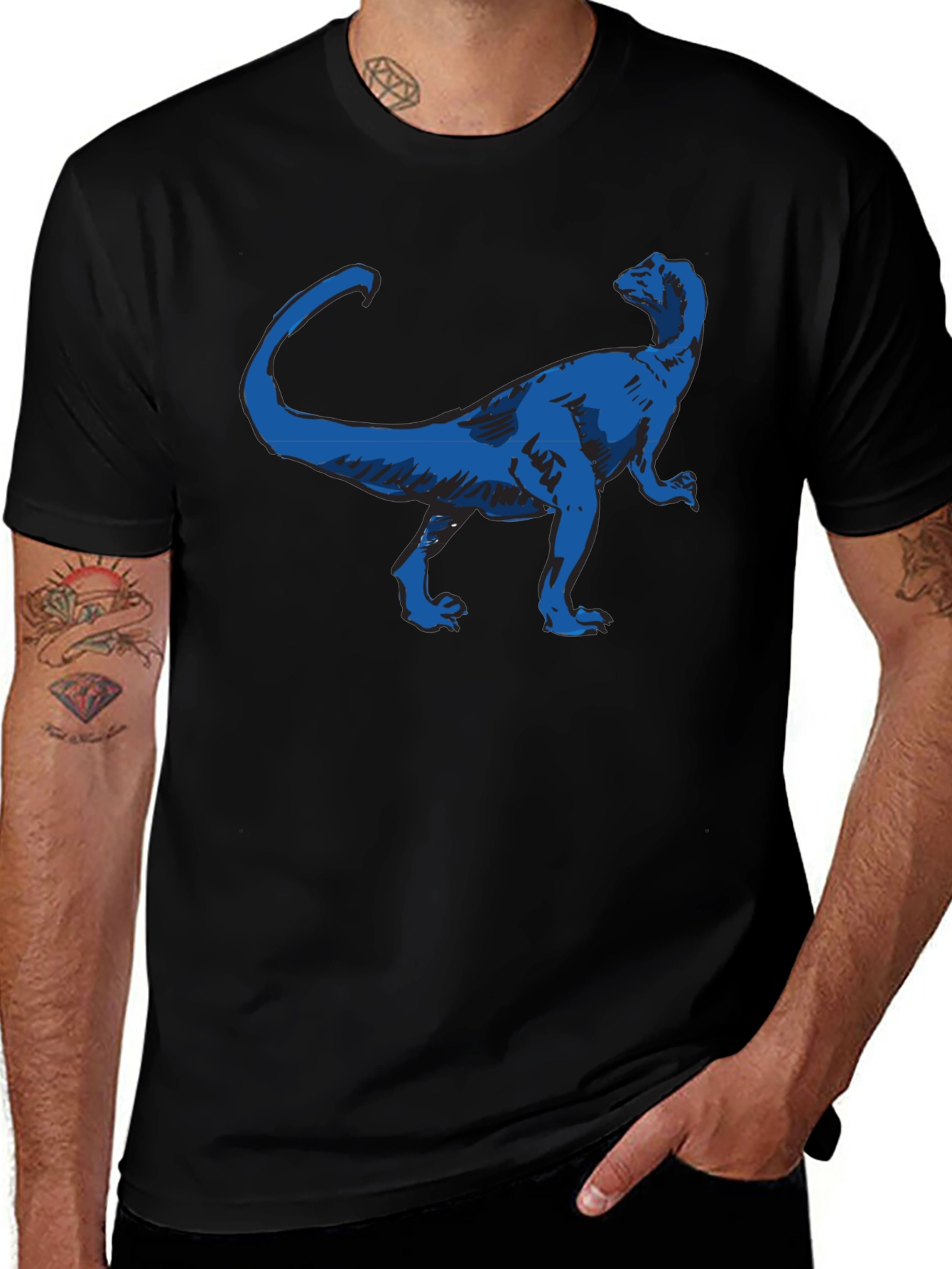 Dino Graphic Tee - Cool Blue Dinosaur Design