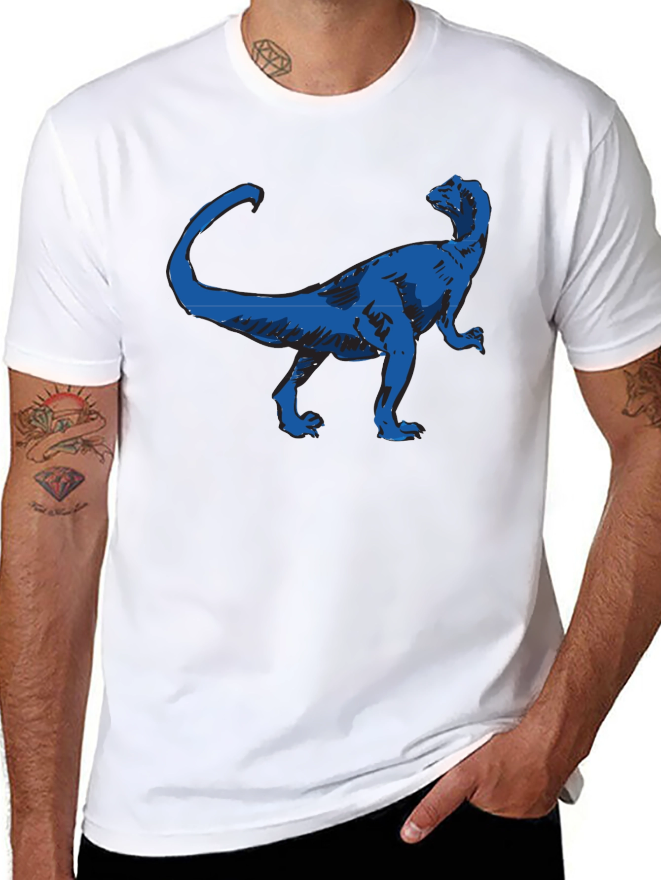 Dino Graphic Tee - Cool Blue Dinosaur Design
