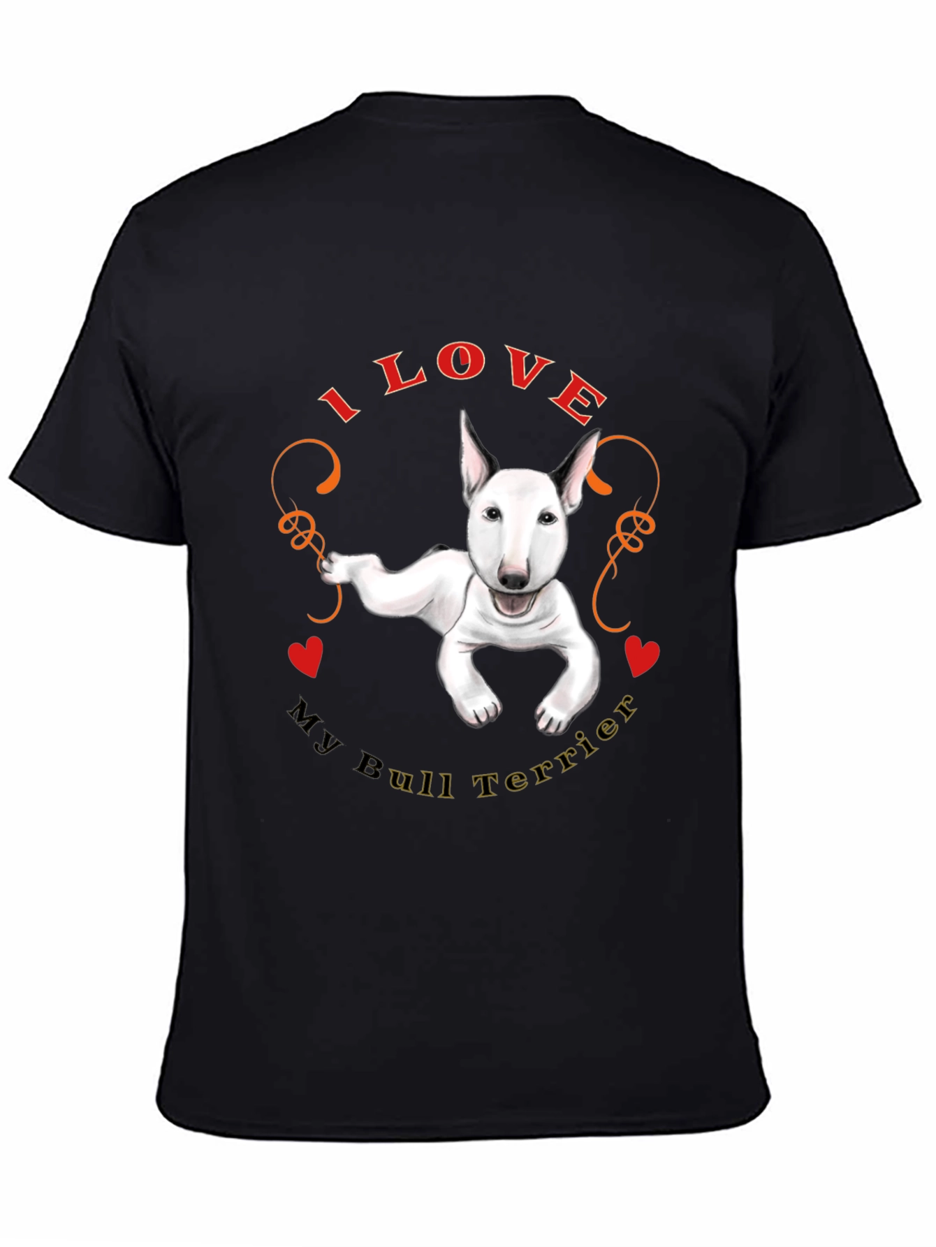 I Love My Bull Terrier Black T-Shirt