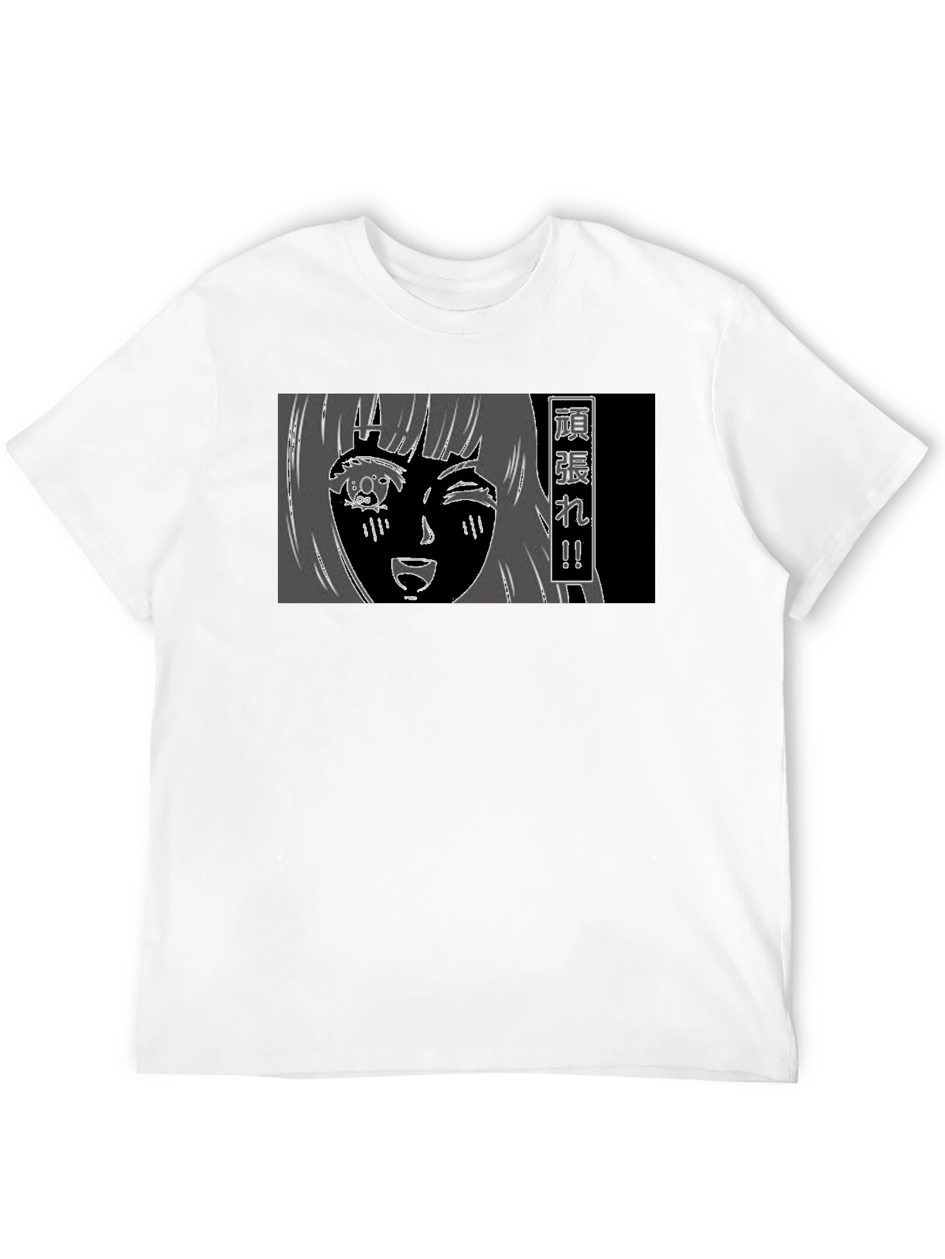 Anime Girl Graphic Tee - Black Cotton T-Shirt