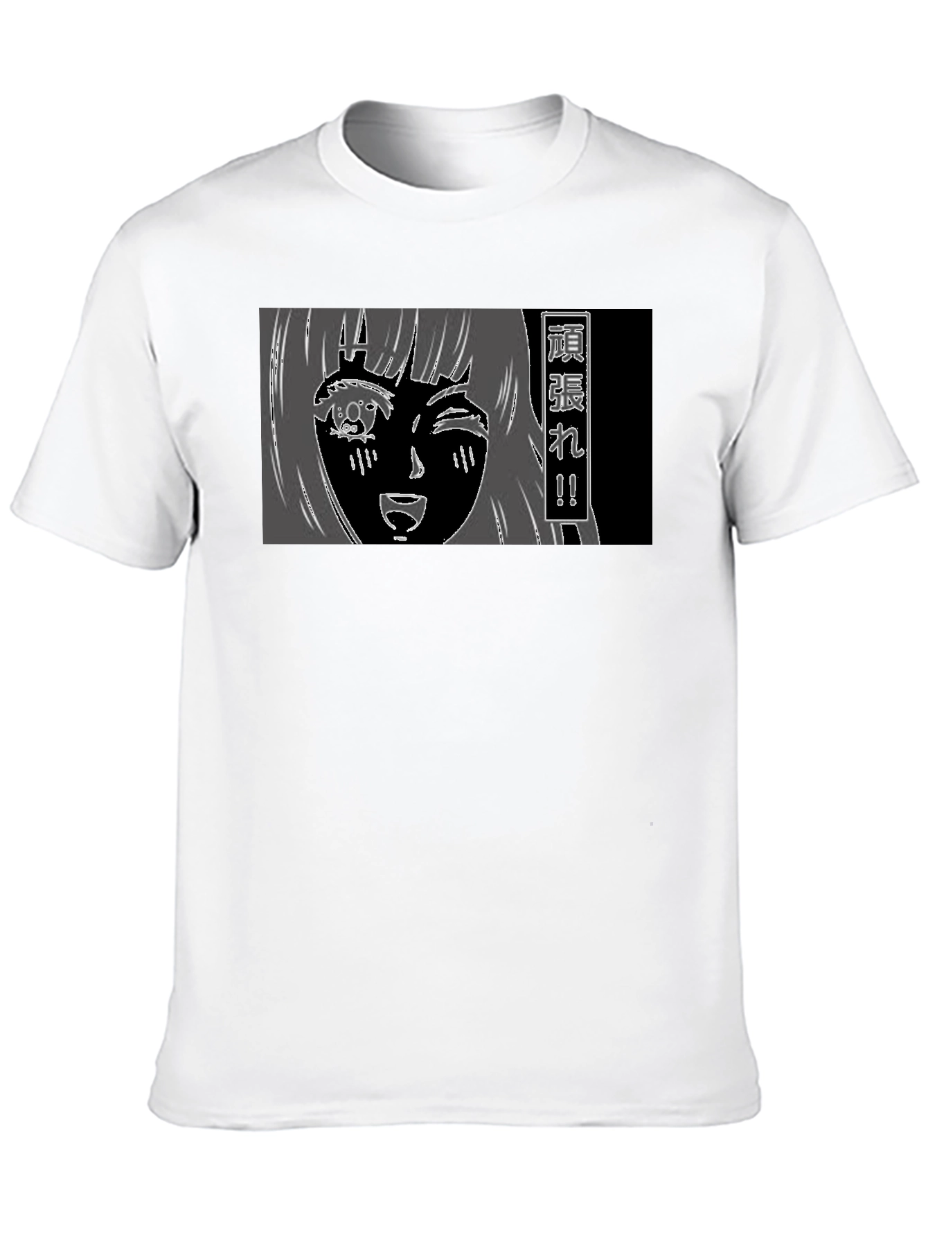 Anime Girl Graphic Tee - Black Cotton T-Shirt