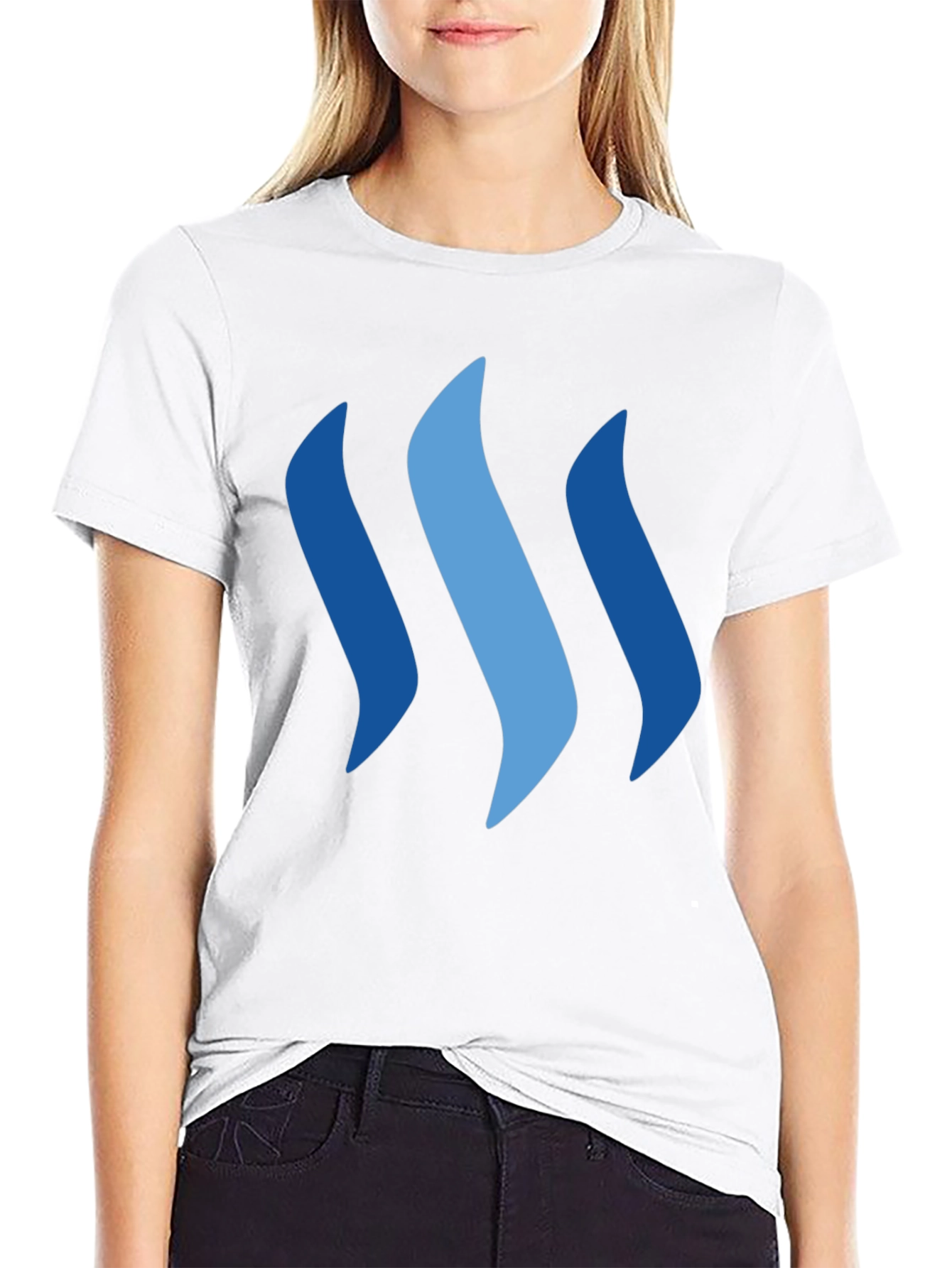 Modern Black Tee with Abstract Blue Graphic