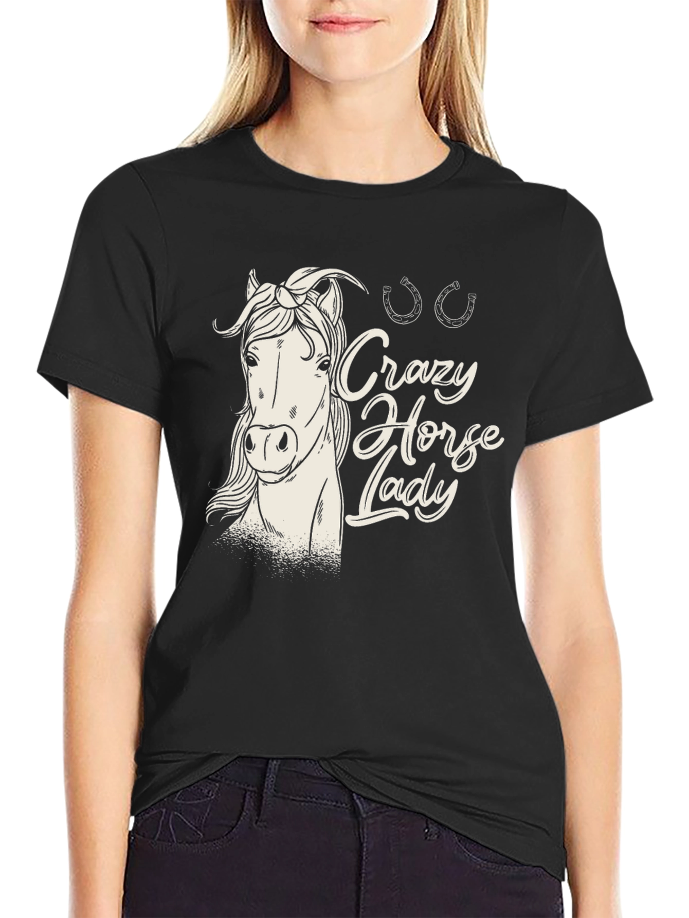 Crazy Horse Lady Graphic T-Shirt - Black
