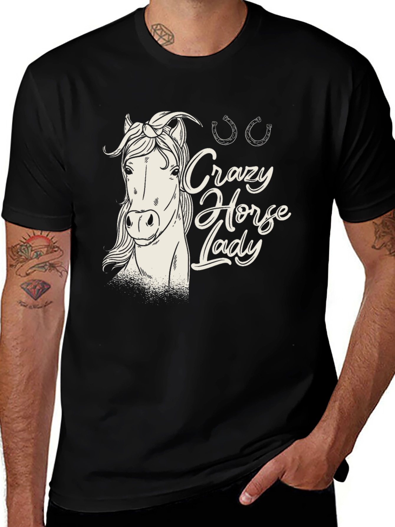 Crazy Horse Lady Graphic T-Shirt - Black
